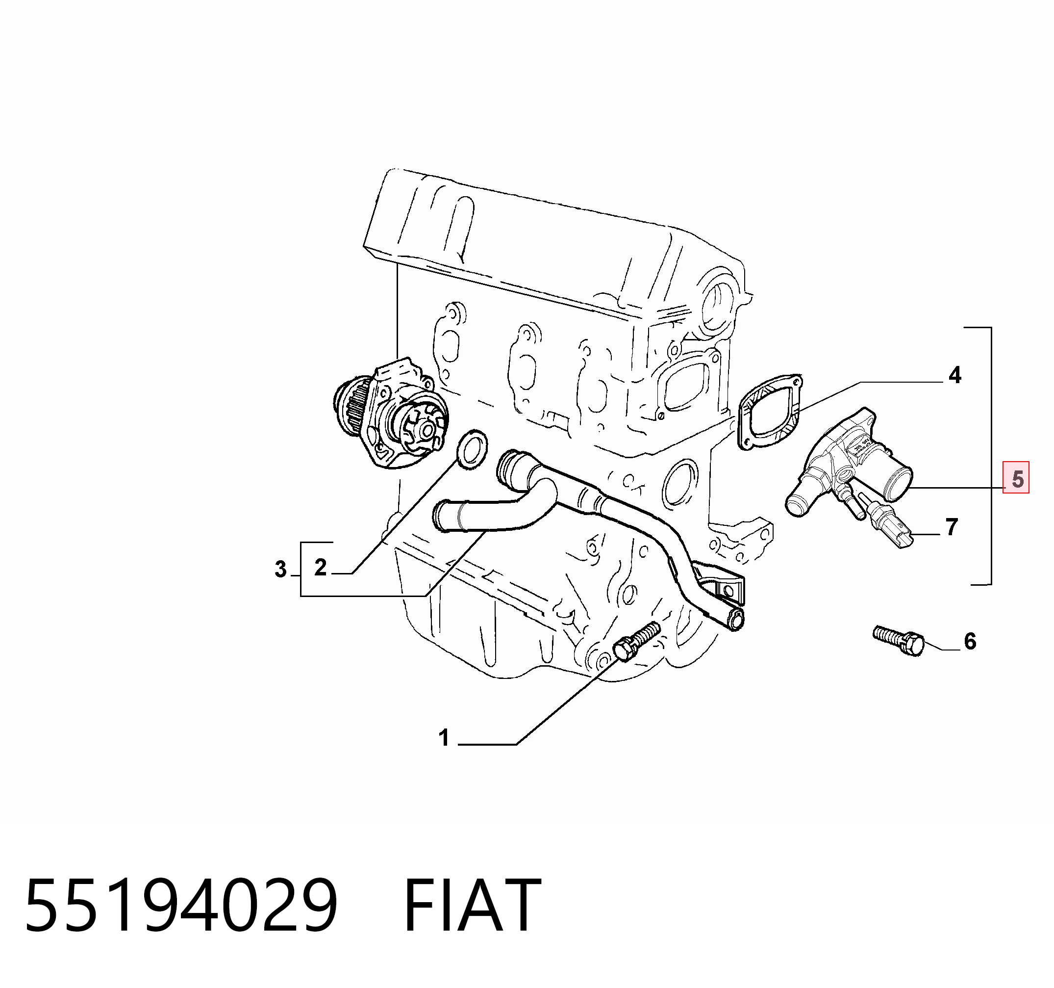 55194029 Fiat/Alfa/Lancia Termostato de agua