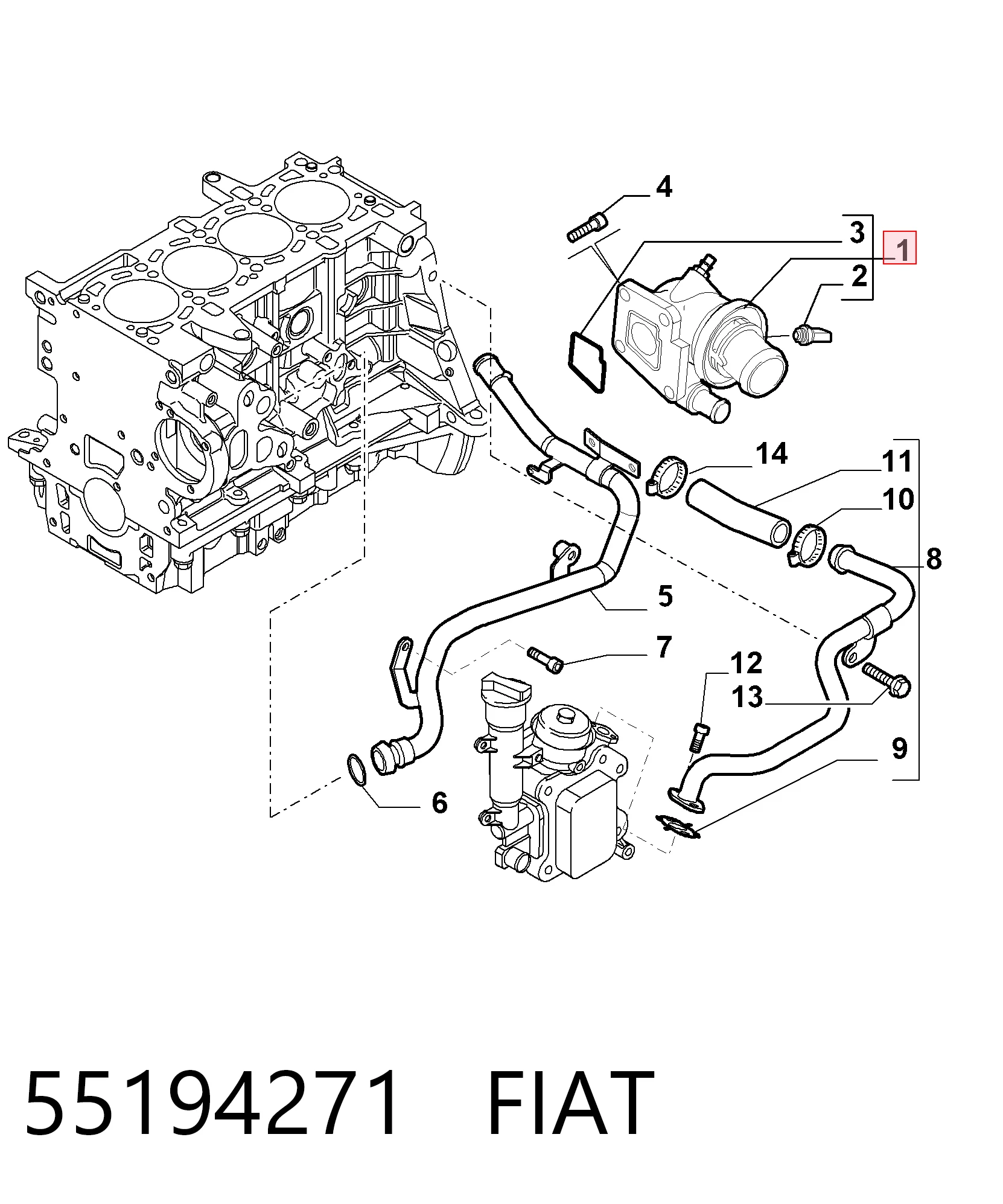 55194271 Fiat/Alfa/Lancia Termostato de agua