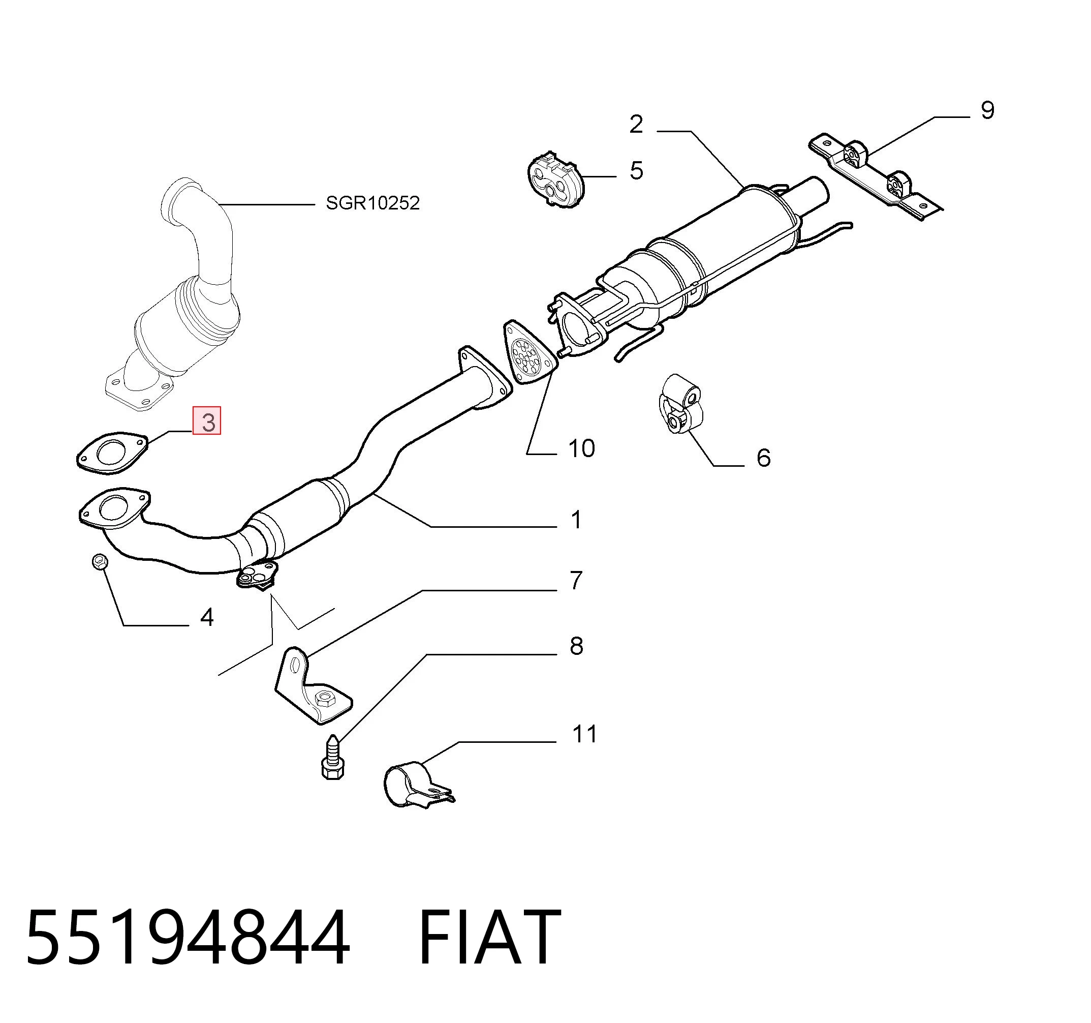 55194844 Fiat/Alfa/Lancia Junta de sistema de escape