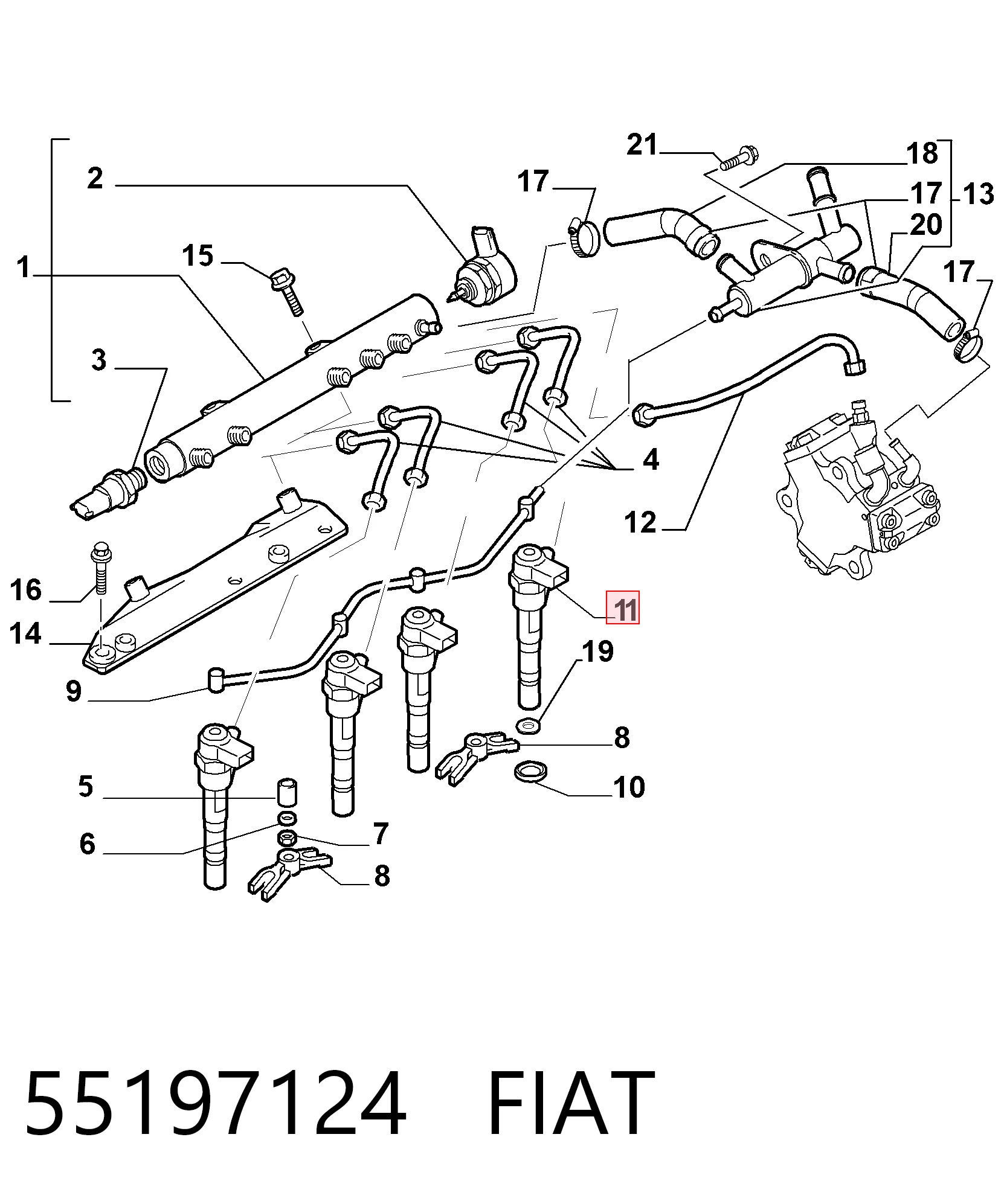55197124 Fiat/Alfa/Lancia Inyector de combustible