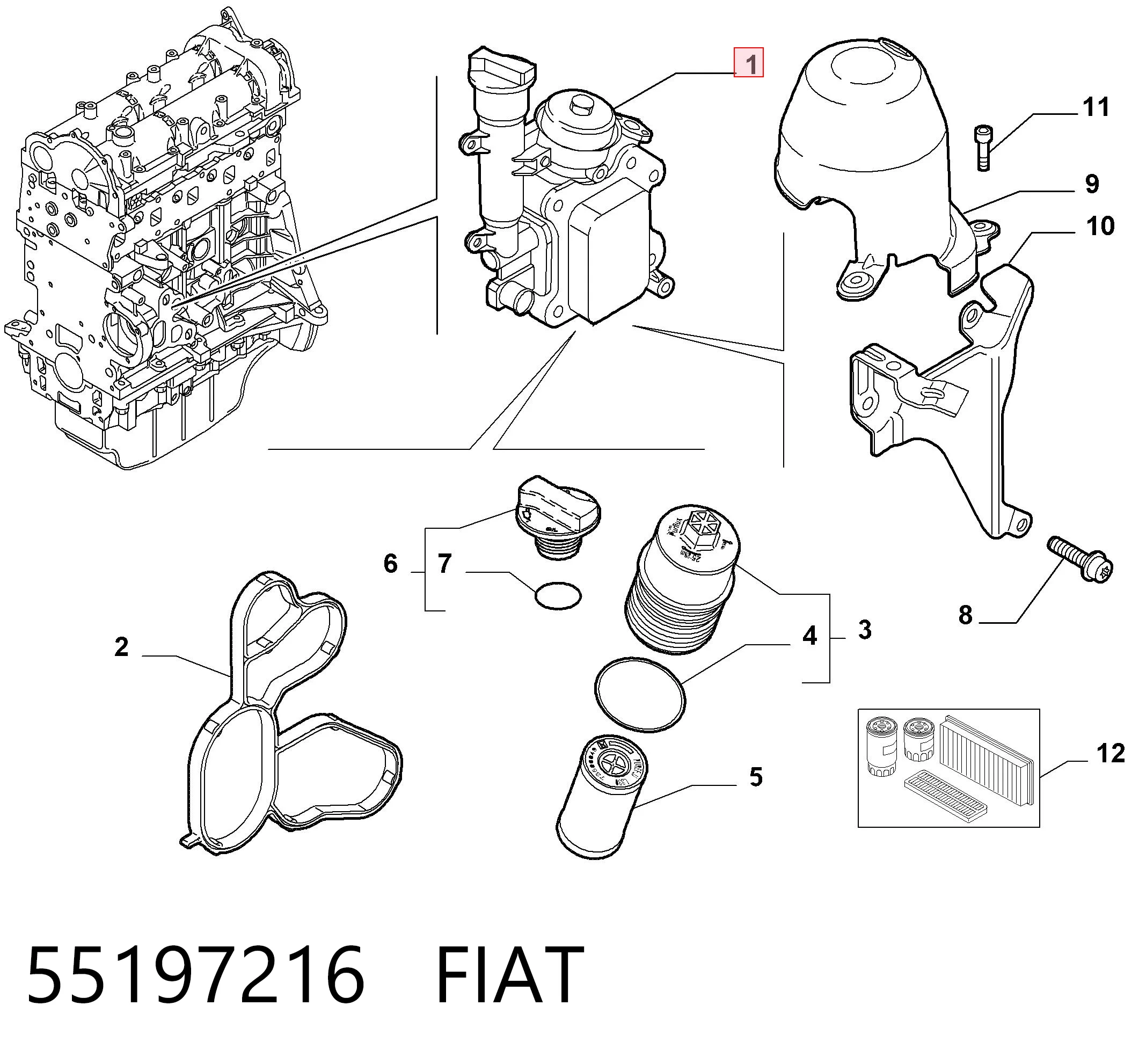 55197216 Fiat/Alfa/Lancia Portafiltro de aceite