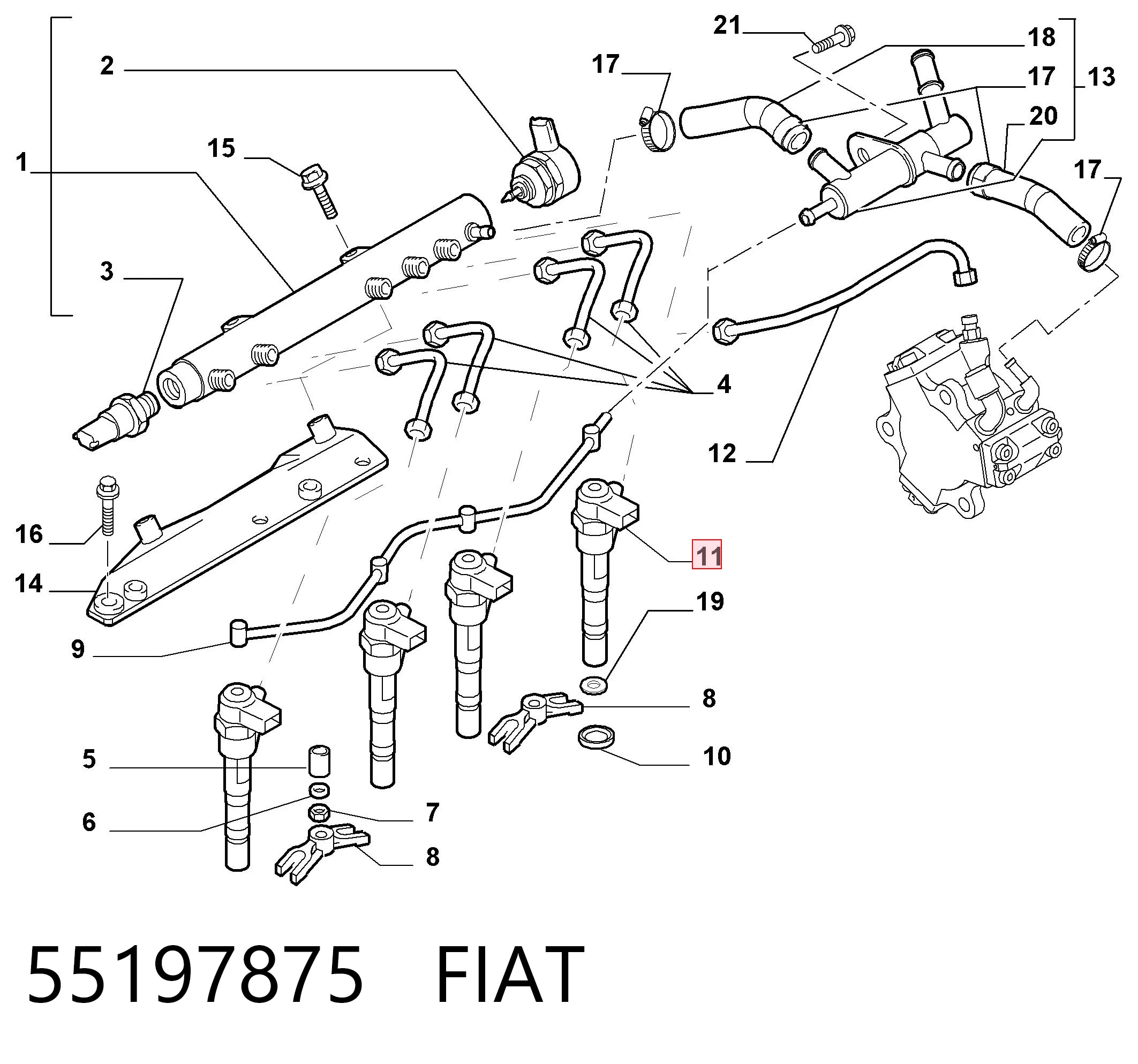 55197875 Fiat/Alfa/Lancia Inyector de combustible