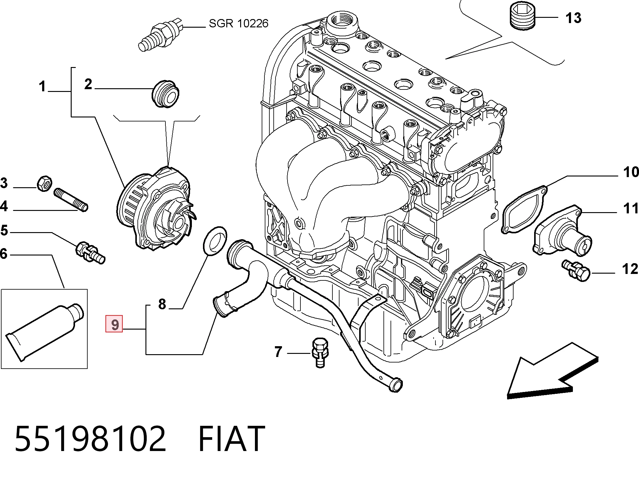 Manguito de radiador para Fiat Bravo II (198)