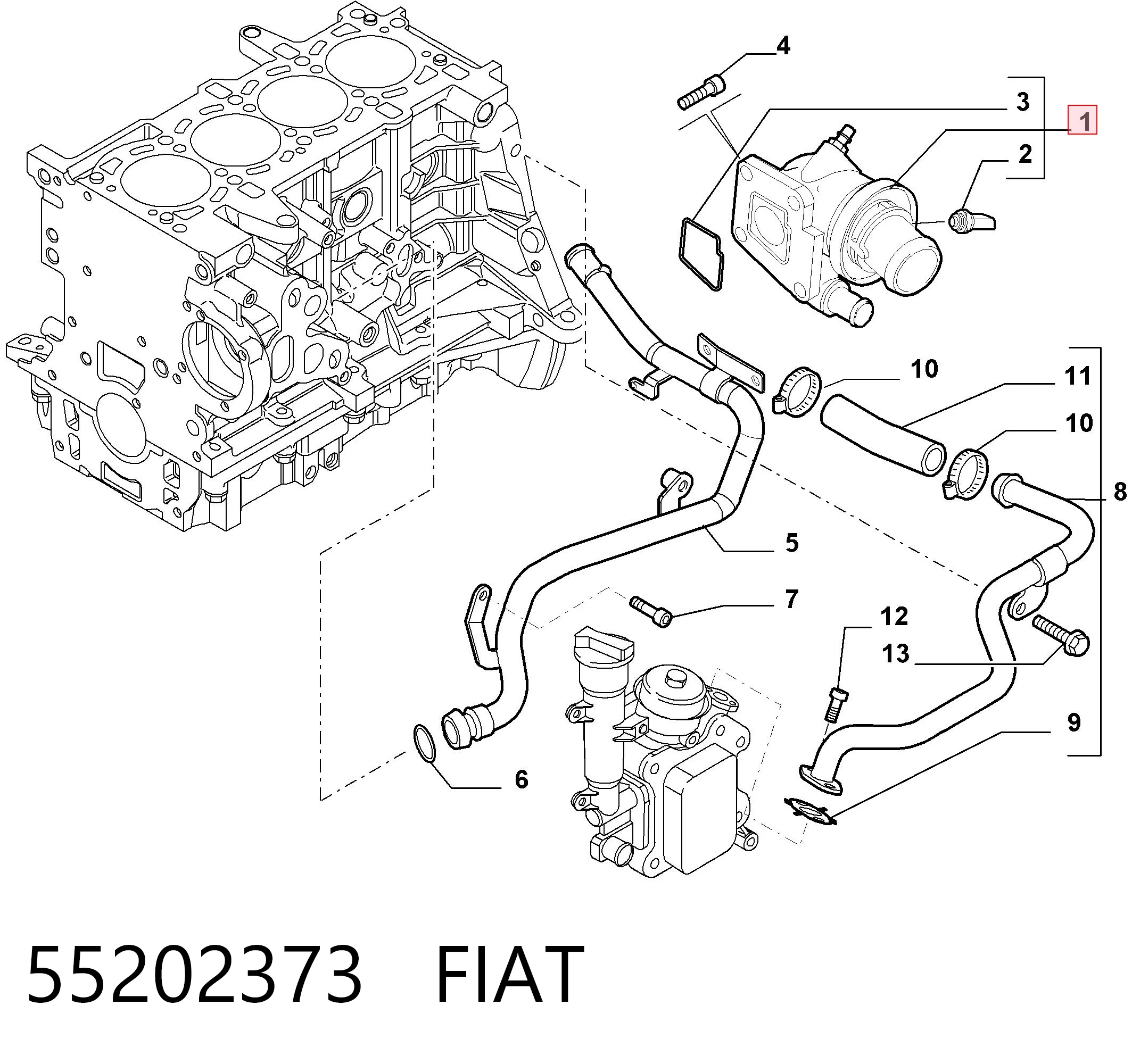 55202373 Fiat/Alfa/Lancia Termostato de agua