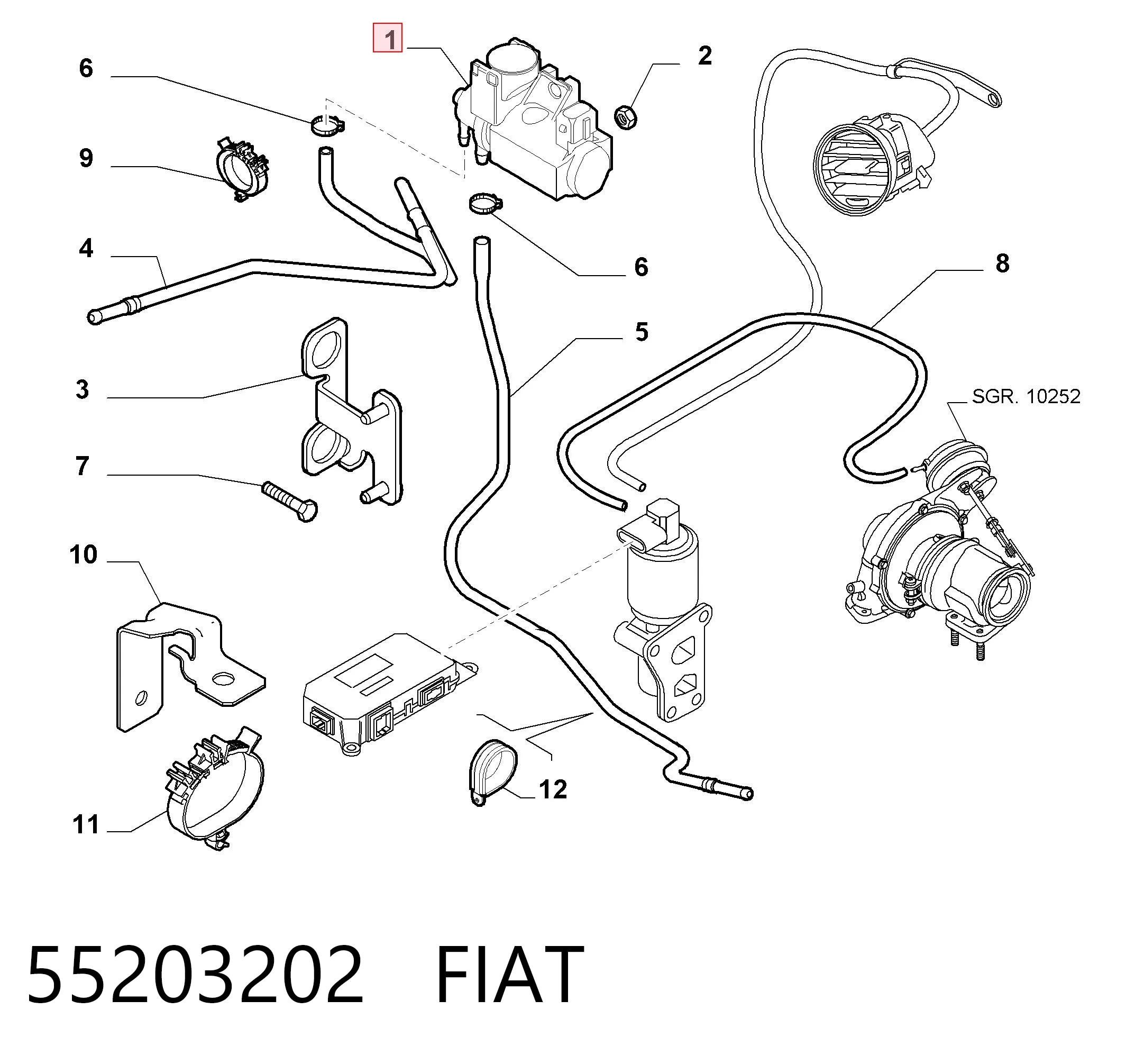 55203202 Fiat/Alfa/Lancia Válvula solenoide de control de presión de sobrealimentación