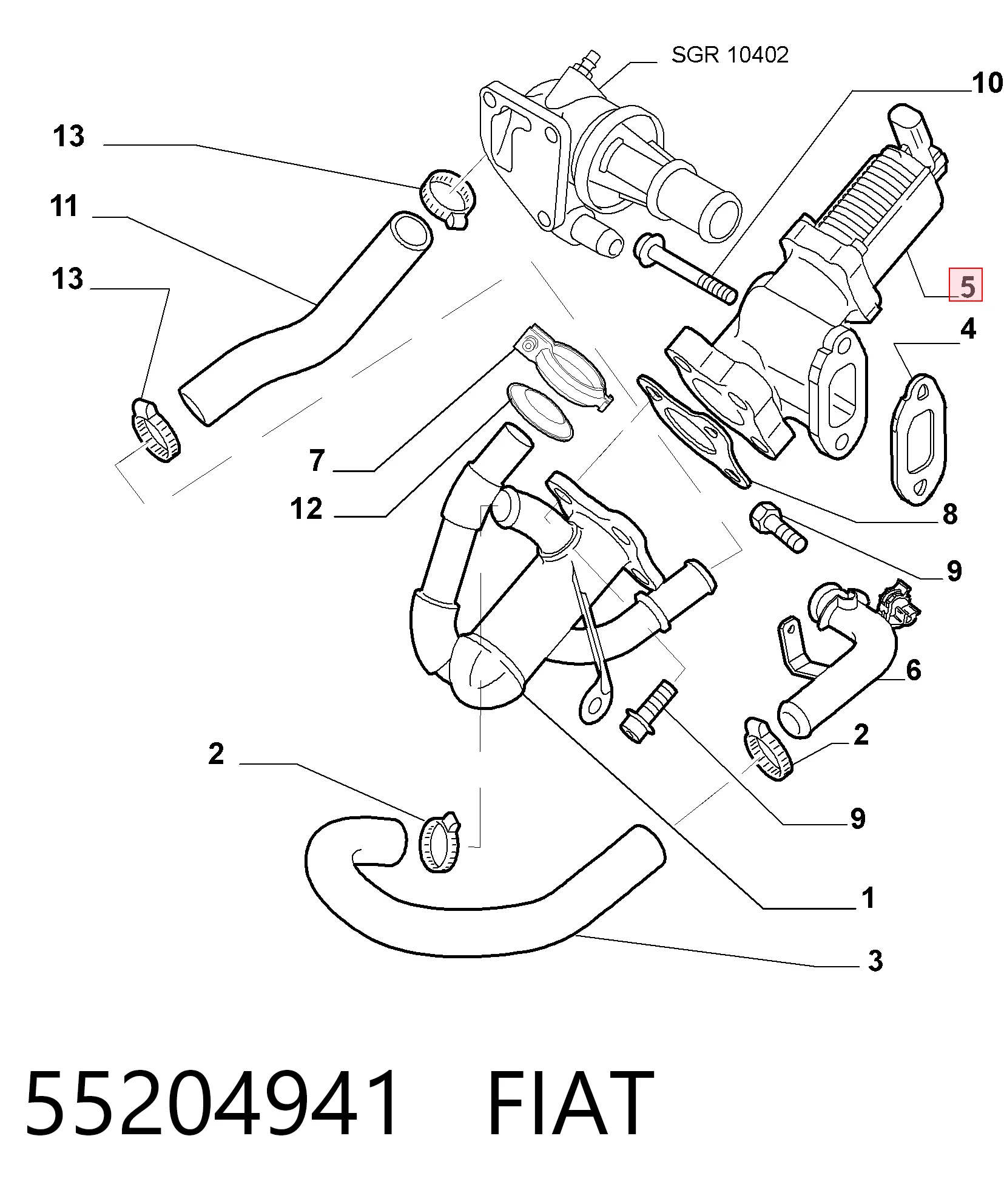 55204941 Fiat/Alfa/Lancia Válvula EGR