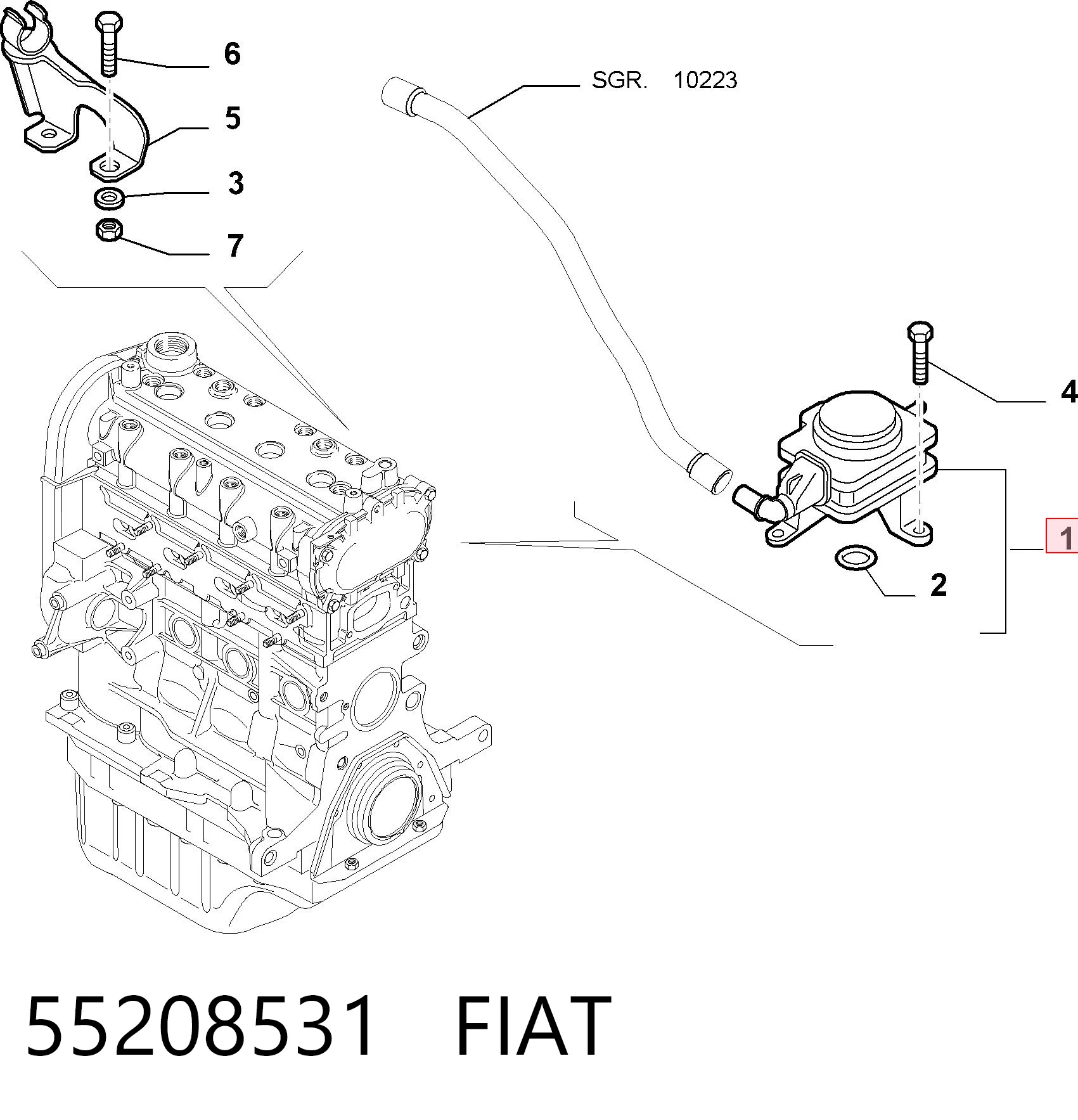 55208531 Fiat/Alfa/Lancia Separador de aceite del sistema de ventilación del cárter