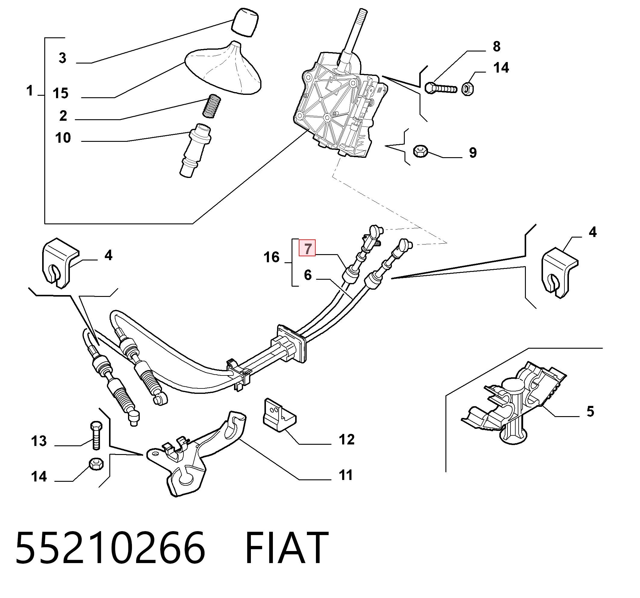 Cable de palanca de cambios para Fiat Panda II (169A)