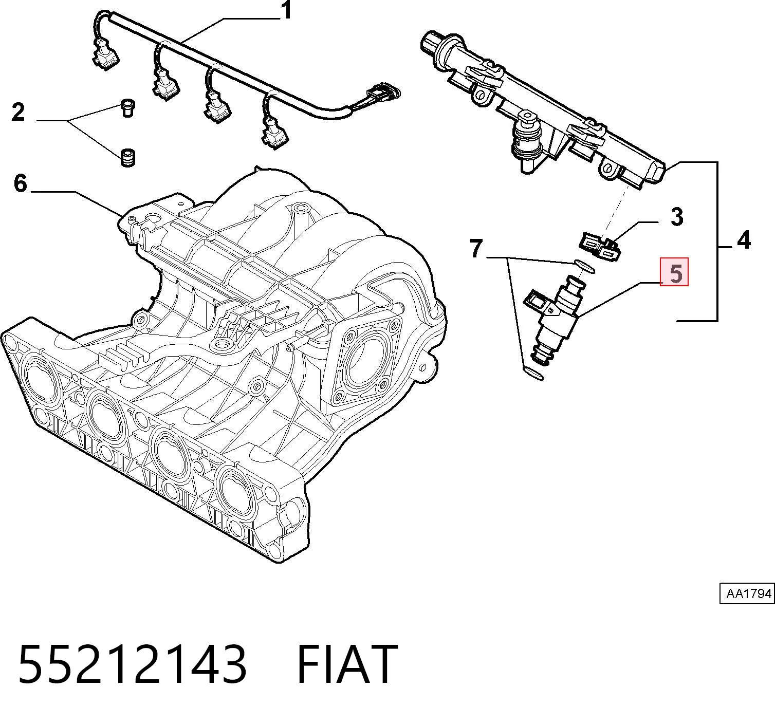 55212143 Fiat/Alfa/Lancia Inyector de combustible