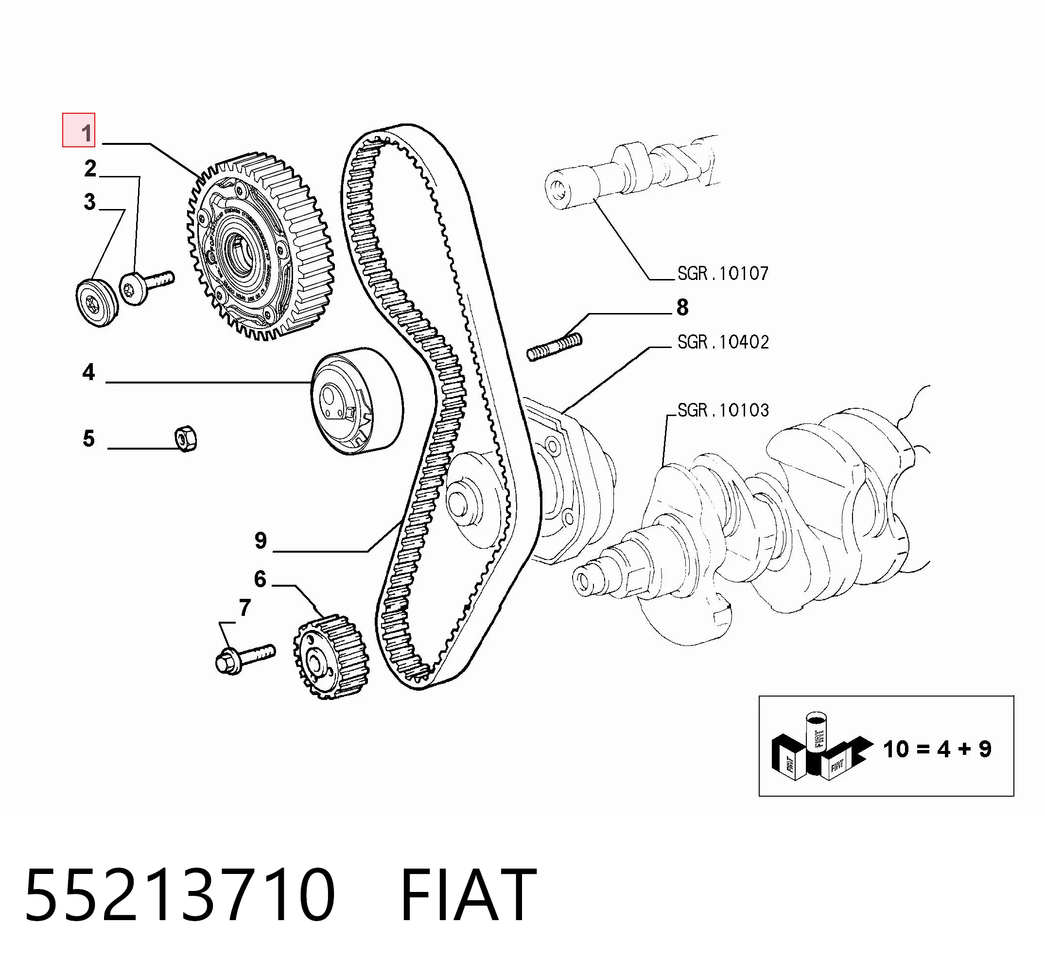 55213710 Fiat/Alfa/Lancia Engranaje árbol de levas