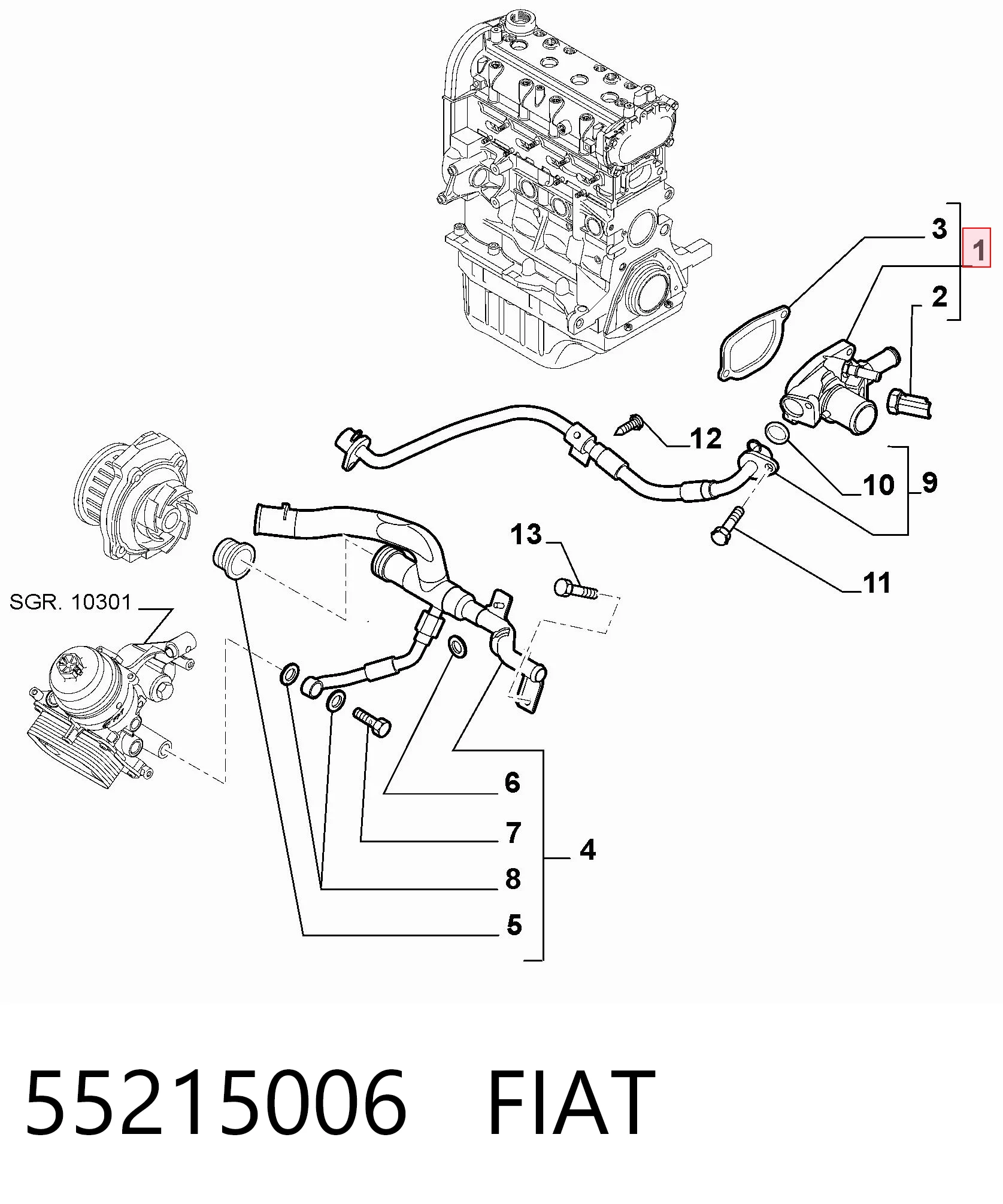 55215006 Fiat/Alfa/Lancia Termostato de agua