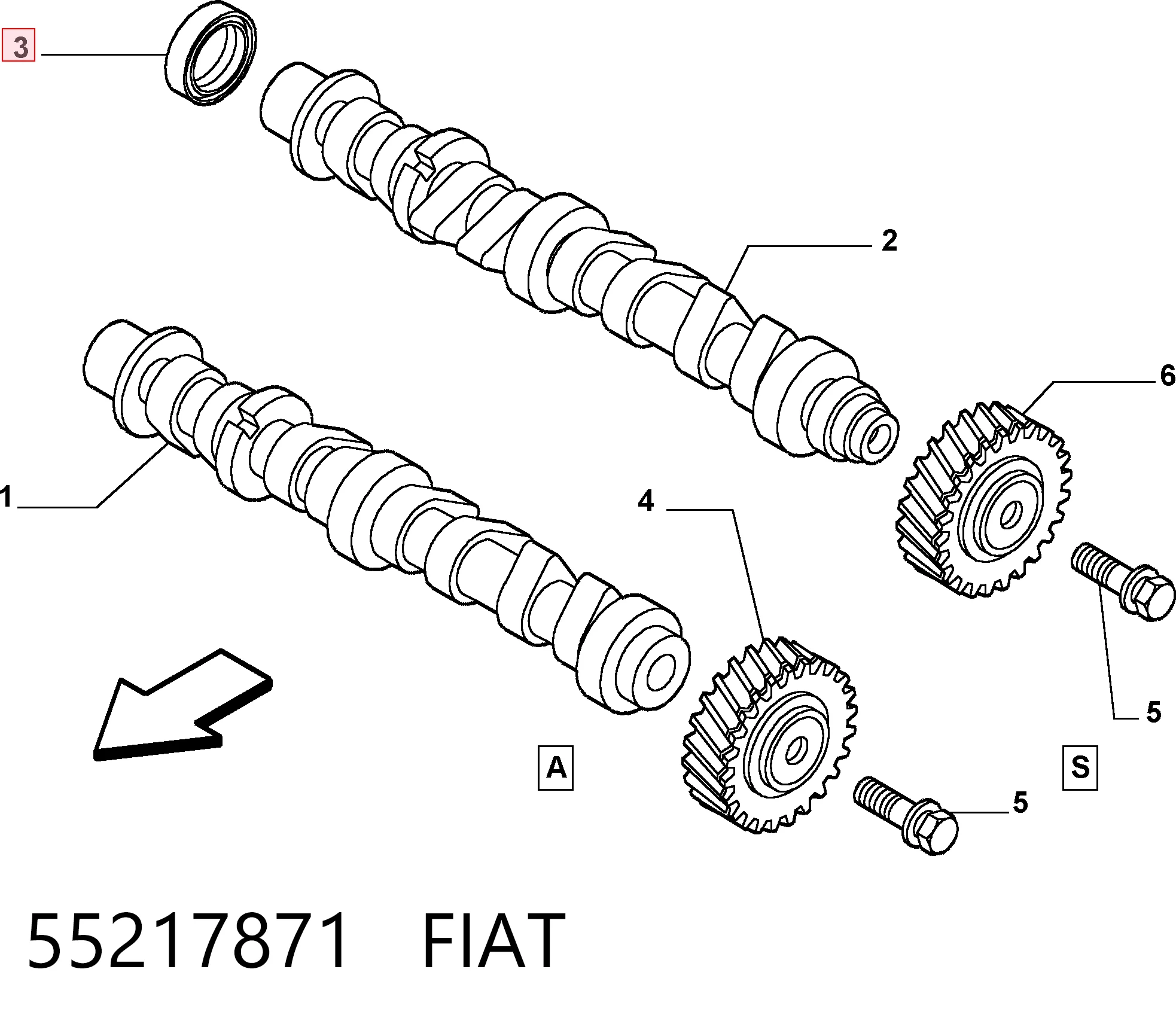 Anillo impermeable, árbol de levas Fiat Linea 