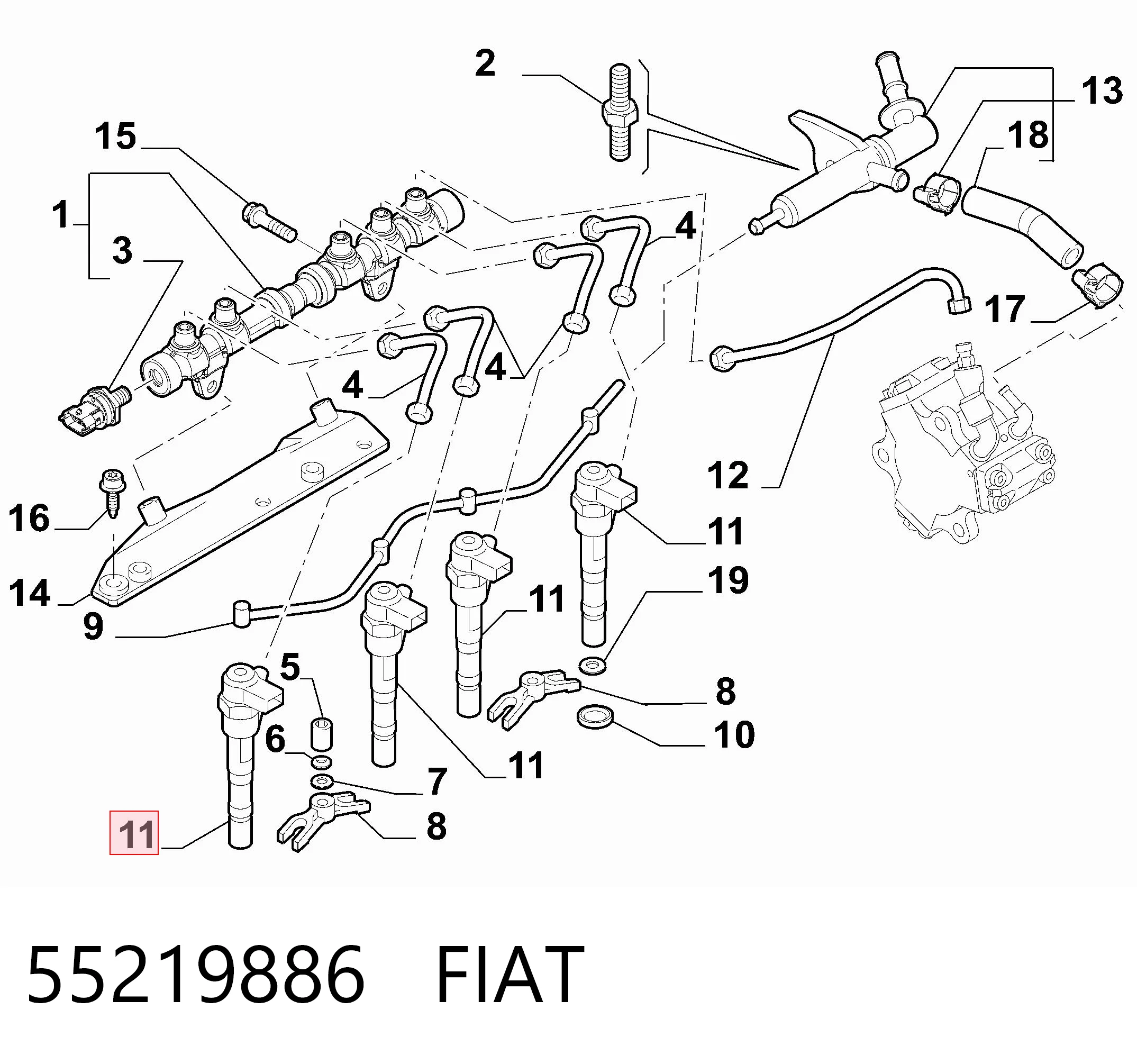 55219886 Fiat/Alfa/Lancia Inyector de combustible