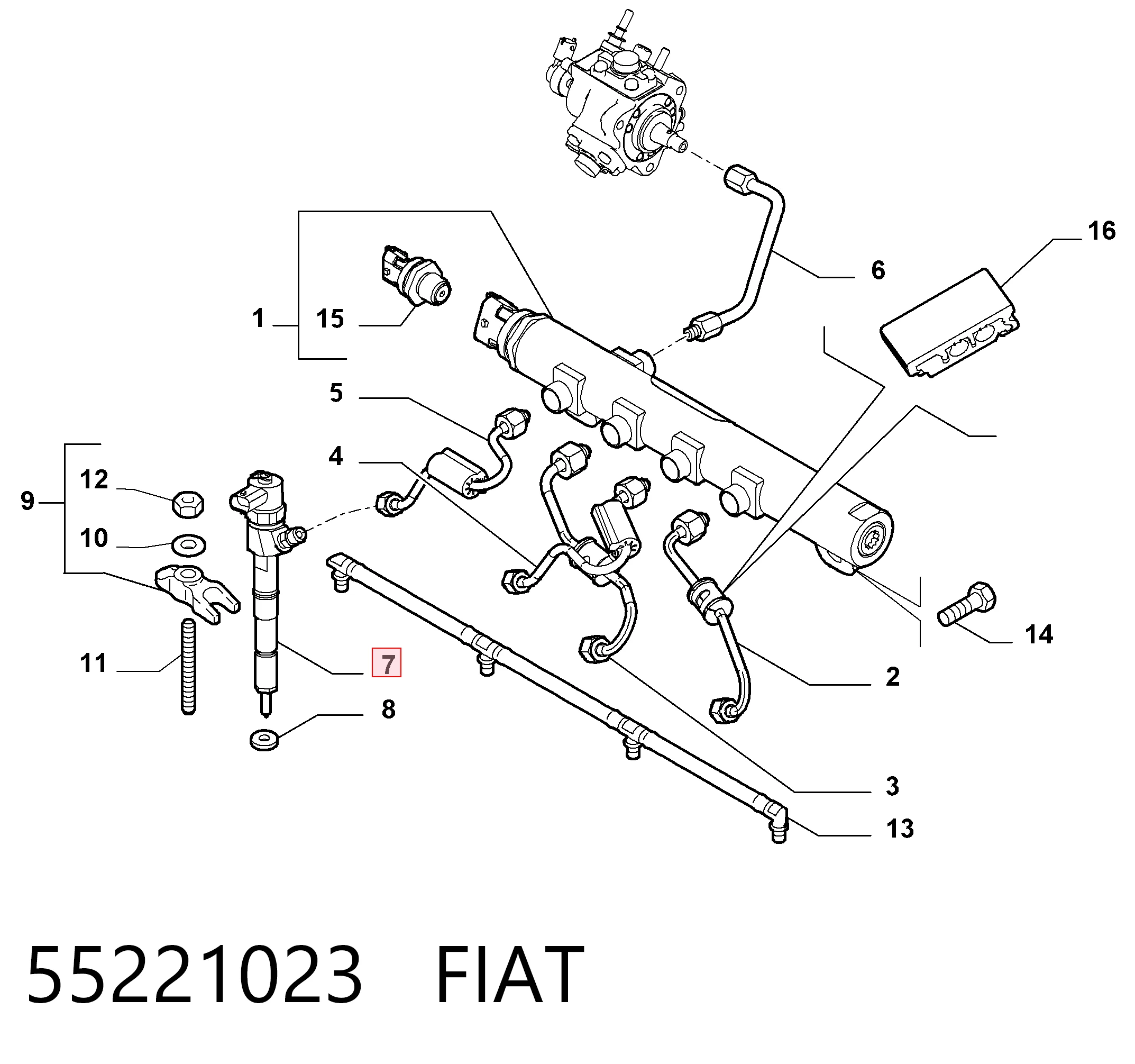 55221023 Fiat/Alfa/Lancia Inyector de combustible