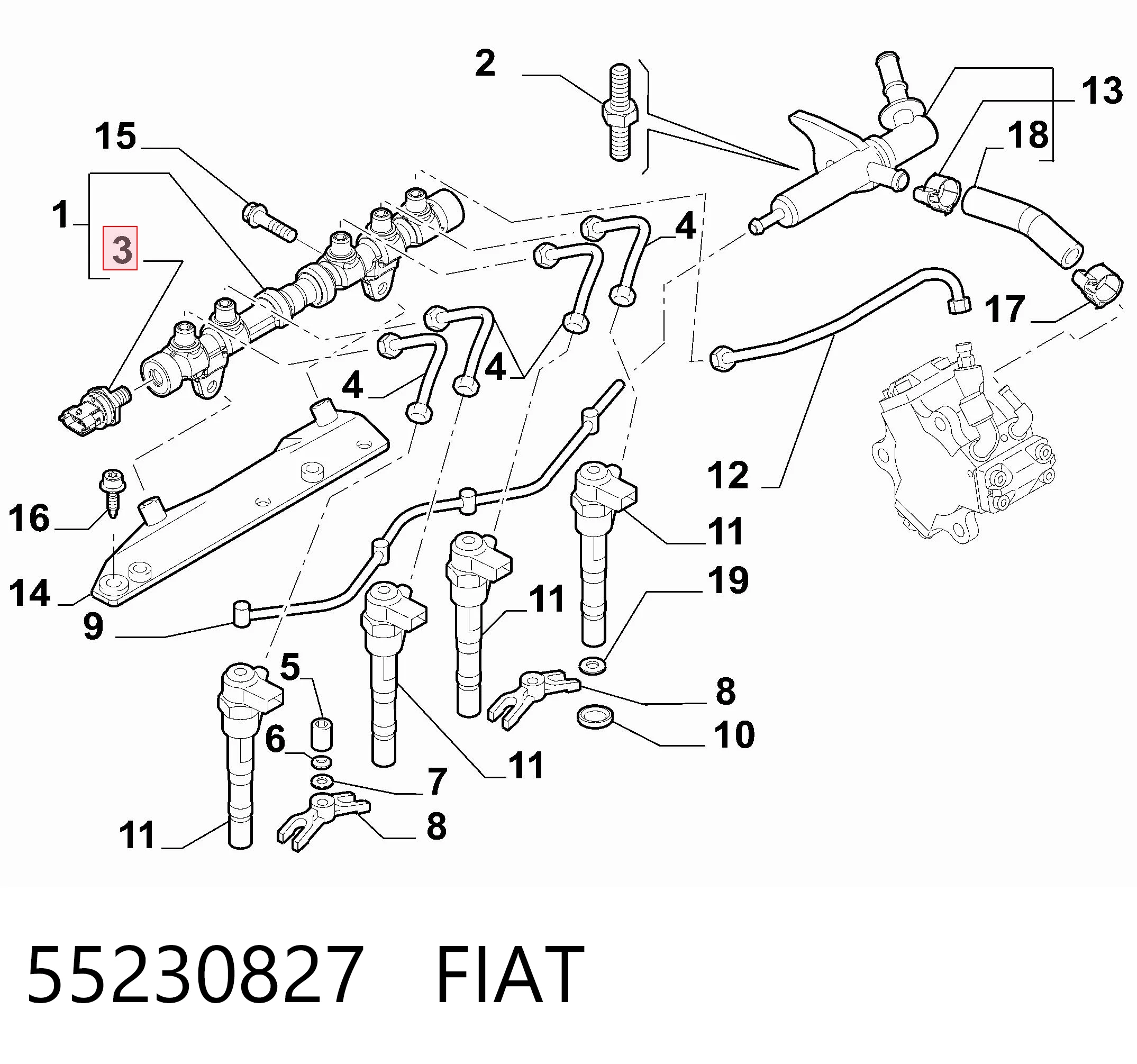 Precio del repuesto Sensor de la presión del combustible 500  hatchback