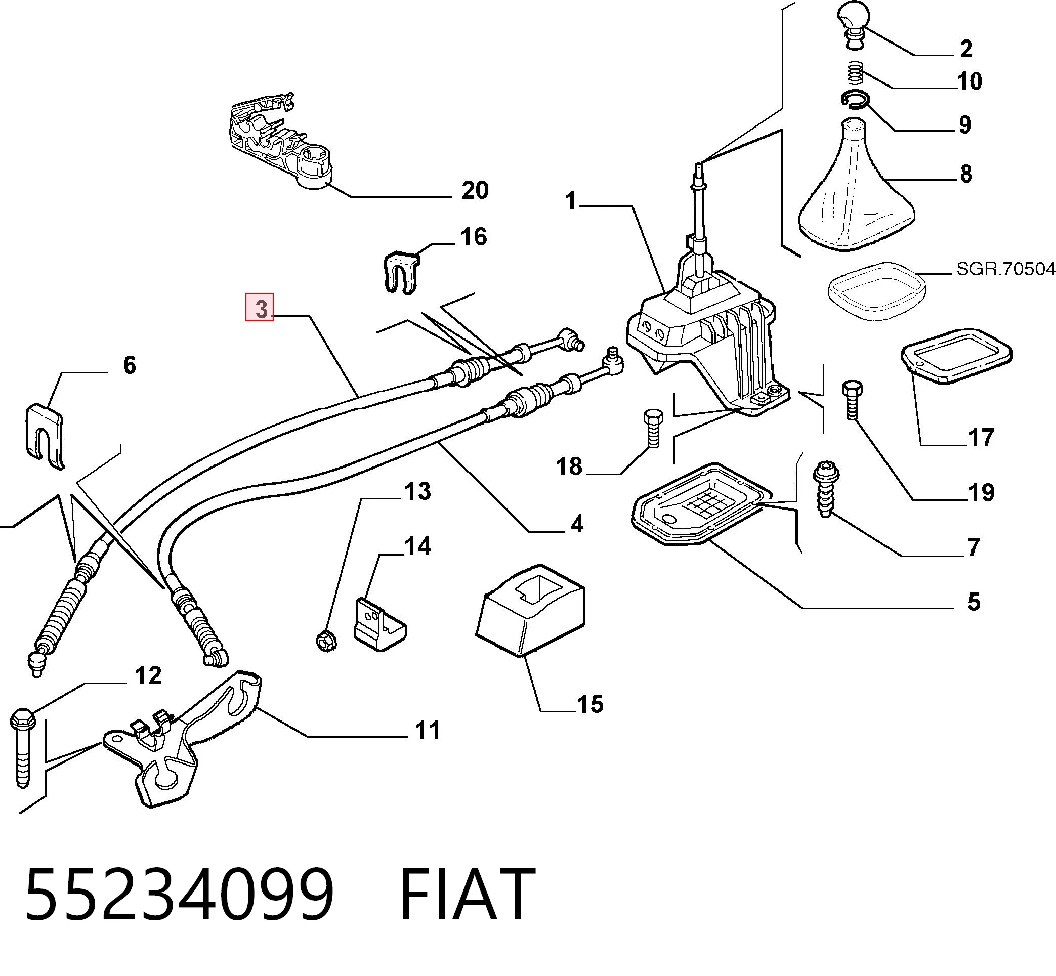 Cable para caja de cambios manual Fiat Punto II (2000-2010)