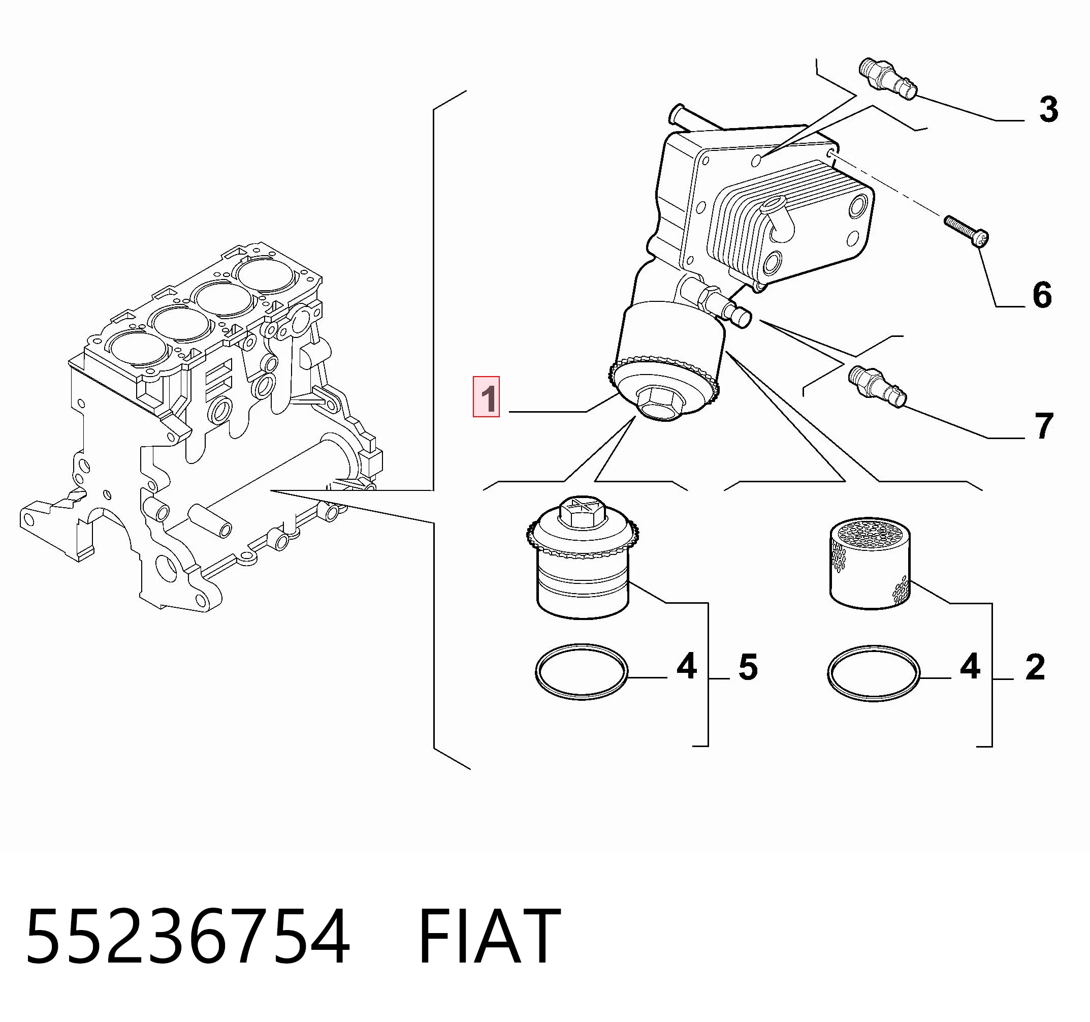55236754 Fiat/Alfa/Lancia Portafiltro de aceite