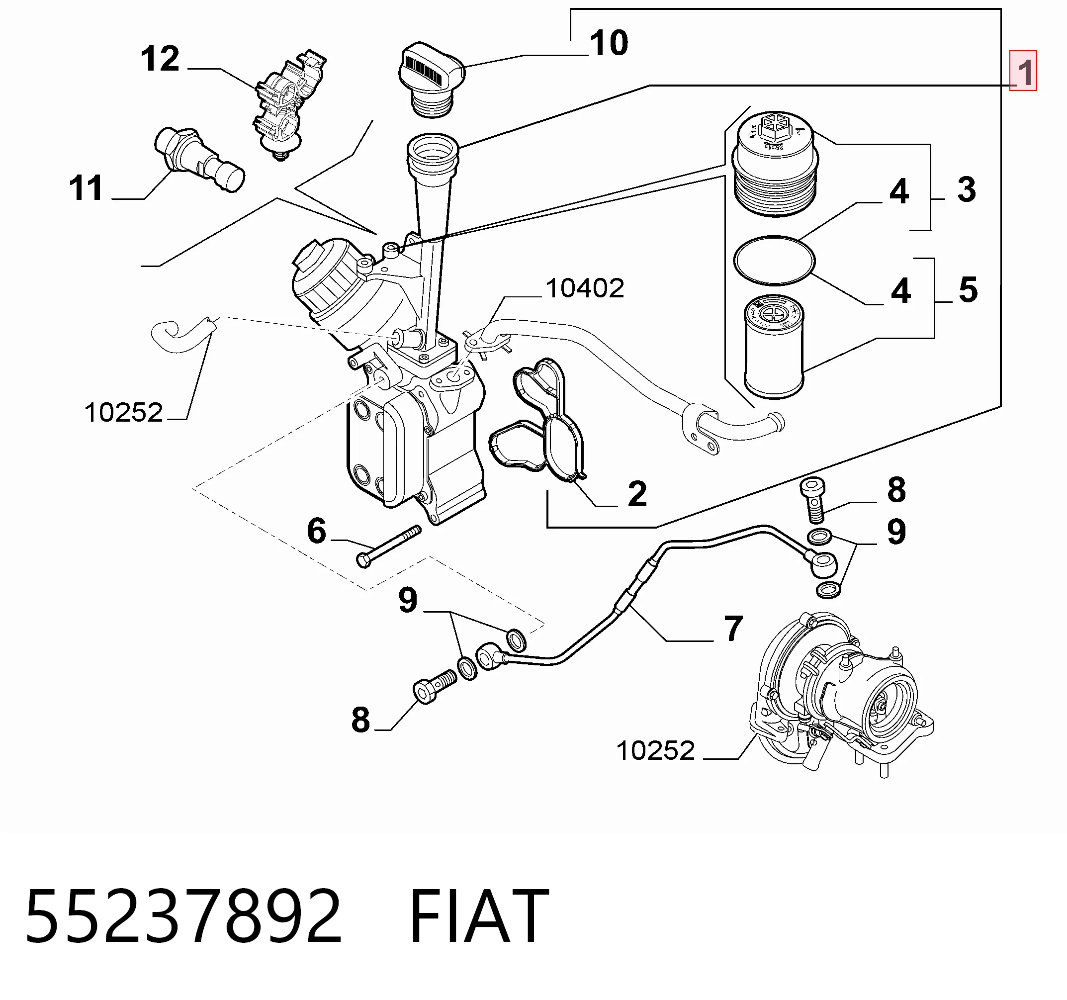55237892 Fiat/Alfa/Lancia Portafiltro de aceite