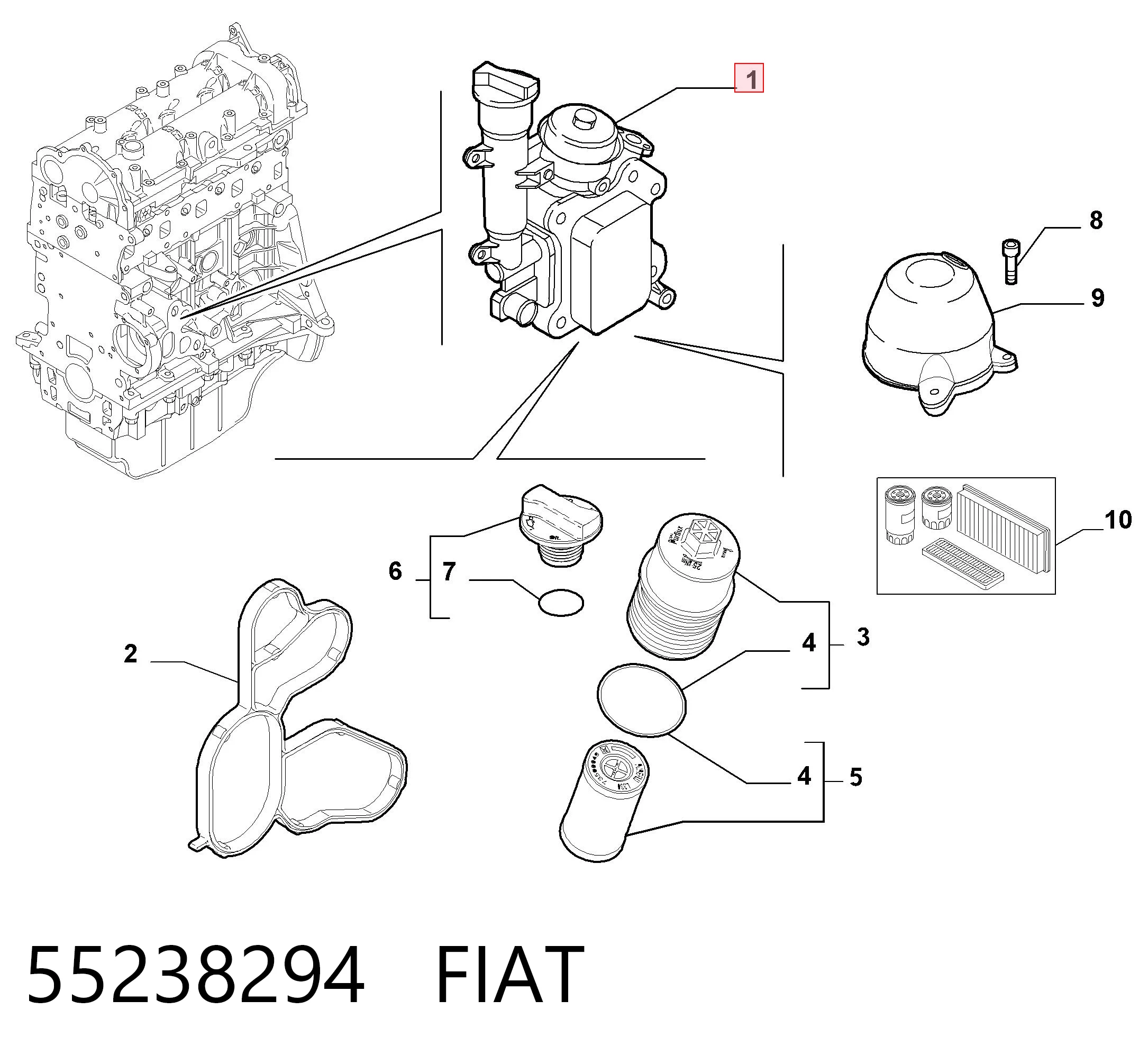55238294 Fiat/Alfa/Lancia Portafiltro de aceite