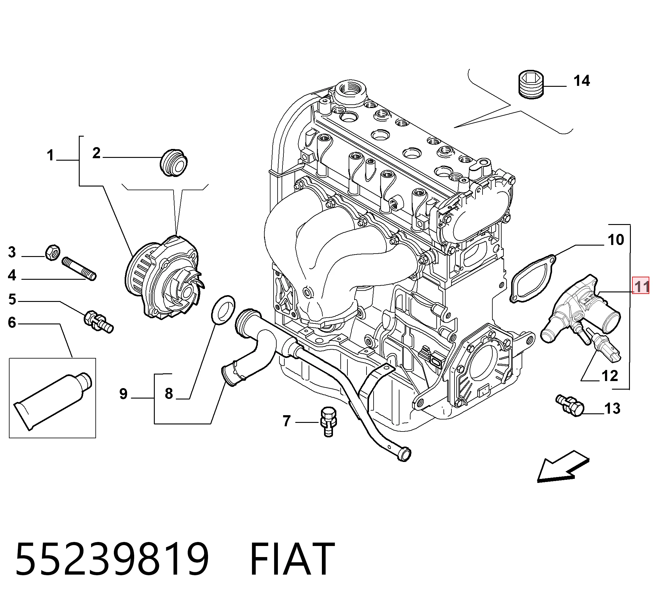 55239819 Fiat/Alfa/Lancia Termostato de agua