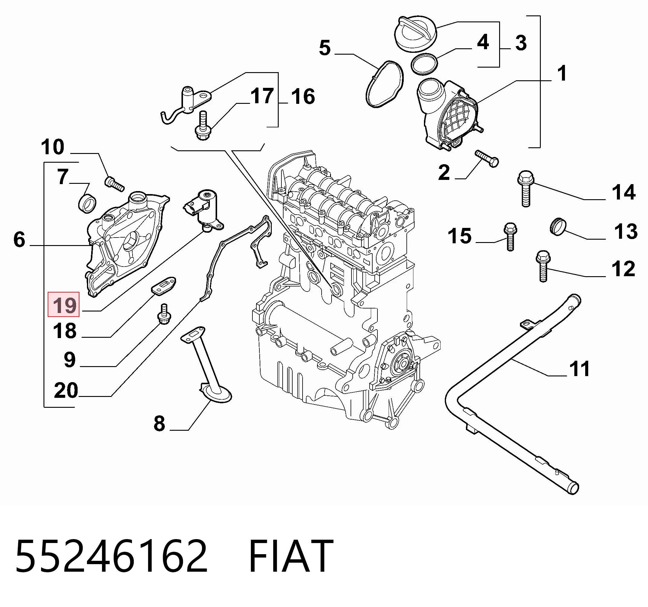 55246162 Fiat/Alfa/Lancia Válvula reguladora de presión de aceite
