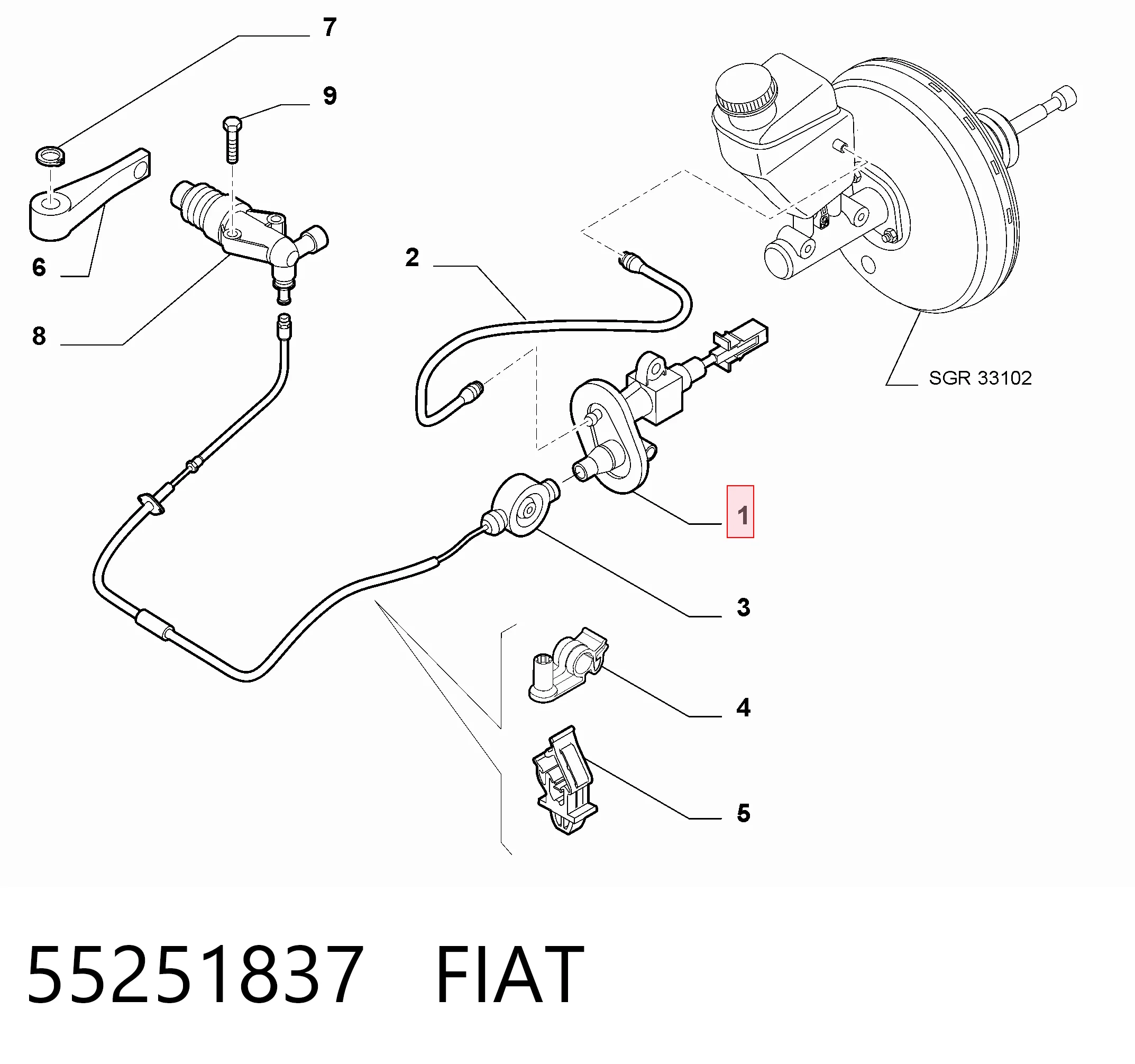 55251837 Fiat/Alfa/Lancia Cilindro maestro de clutch