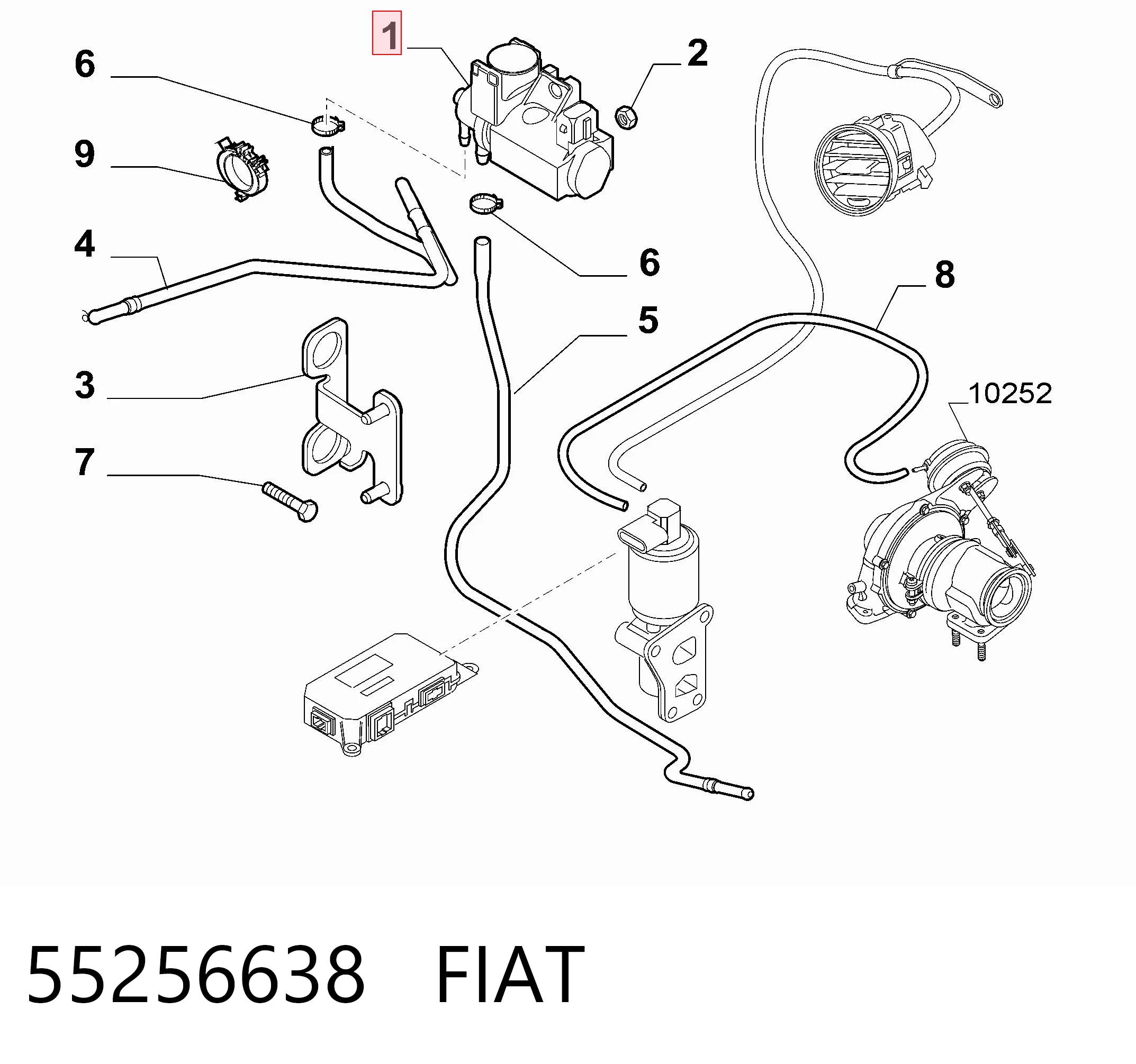 55256638 Fiat/Alfa/Lancia Válvula solenoide de control de presión de sobrealimentación