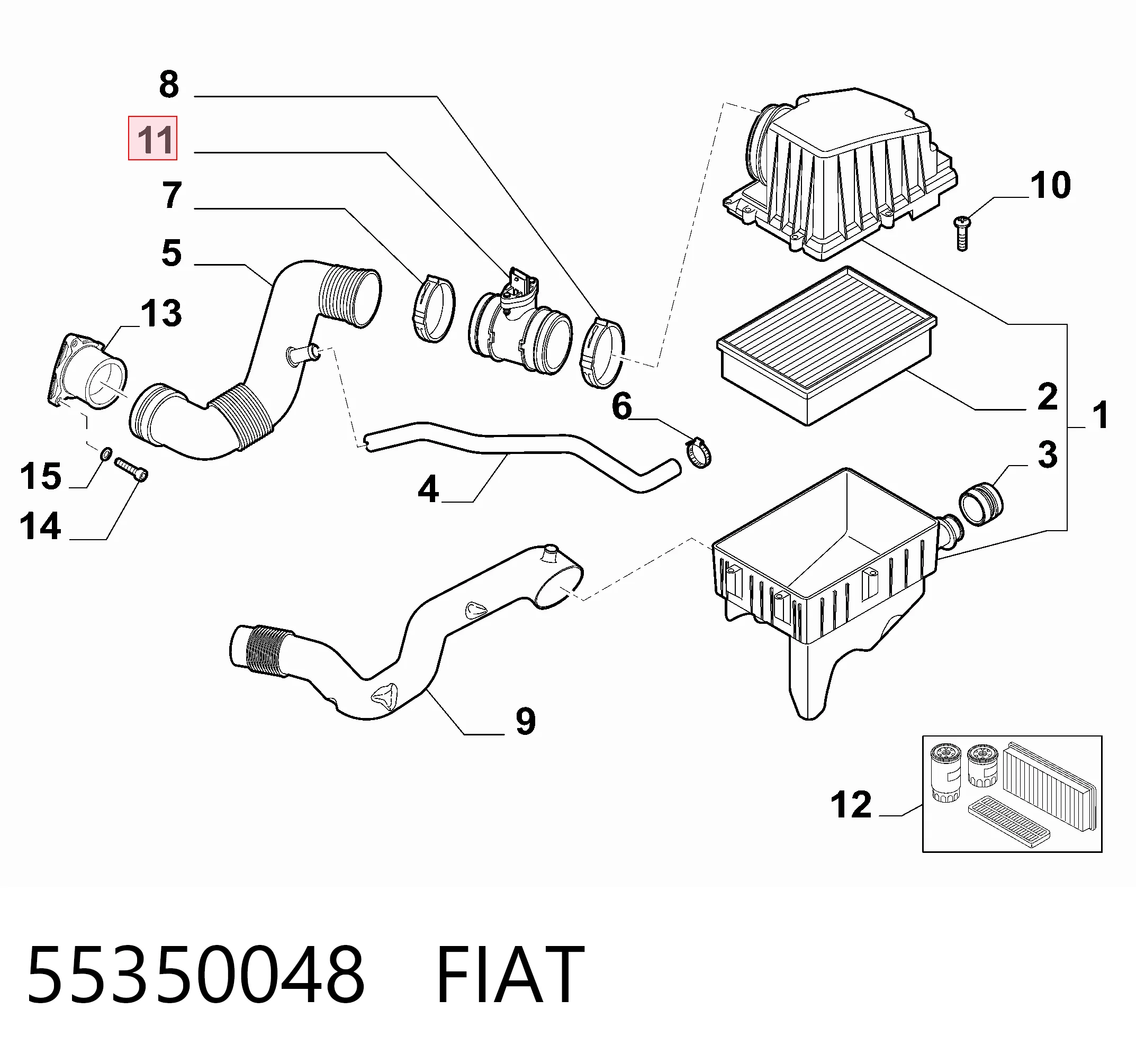 55350048 Fiat/Alfa/Lancia Sensor de flujo de aire