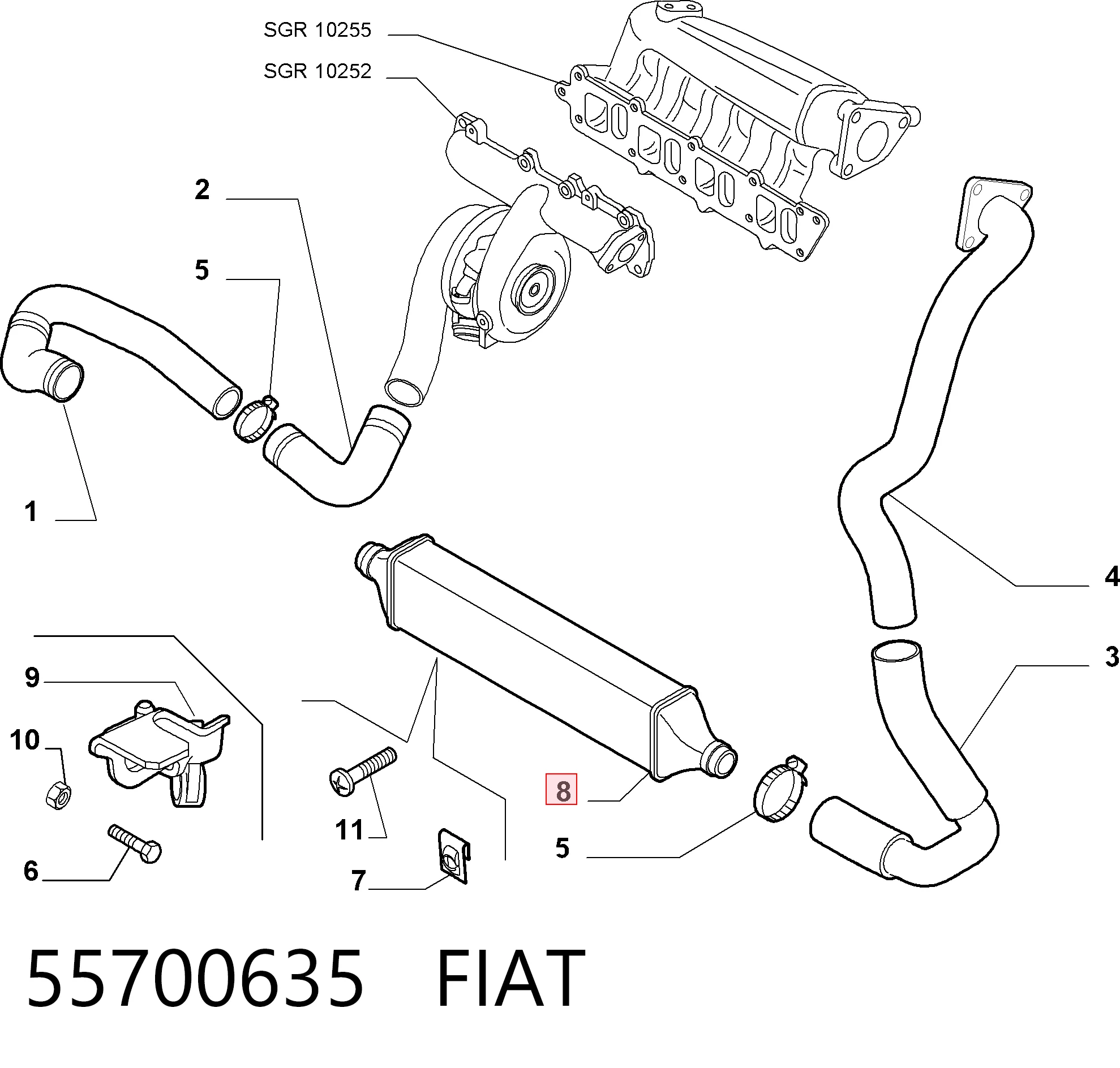 Radiador de intercooler Fiat Bravo II (2007-2014)