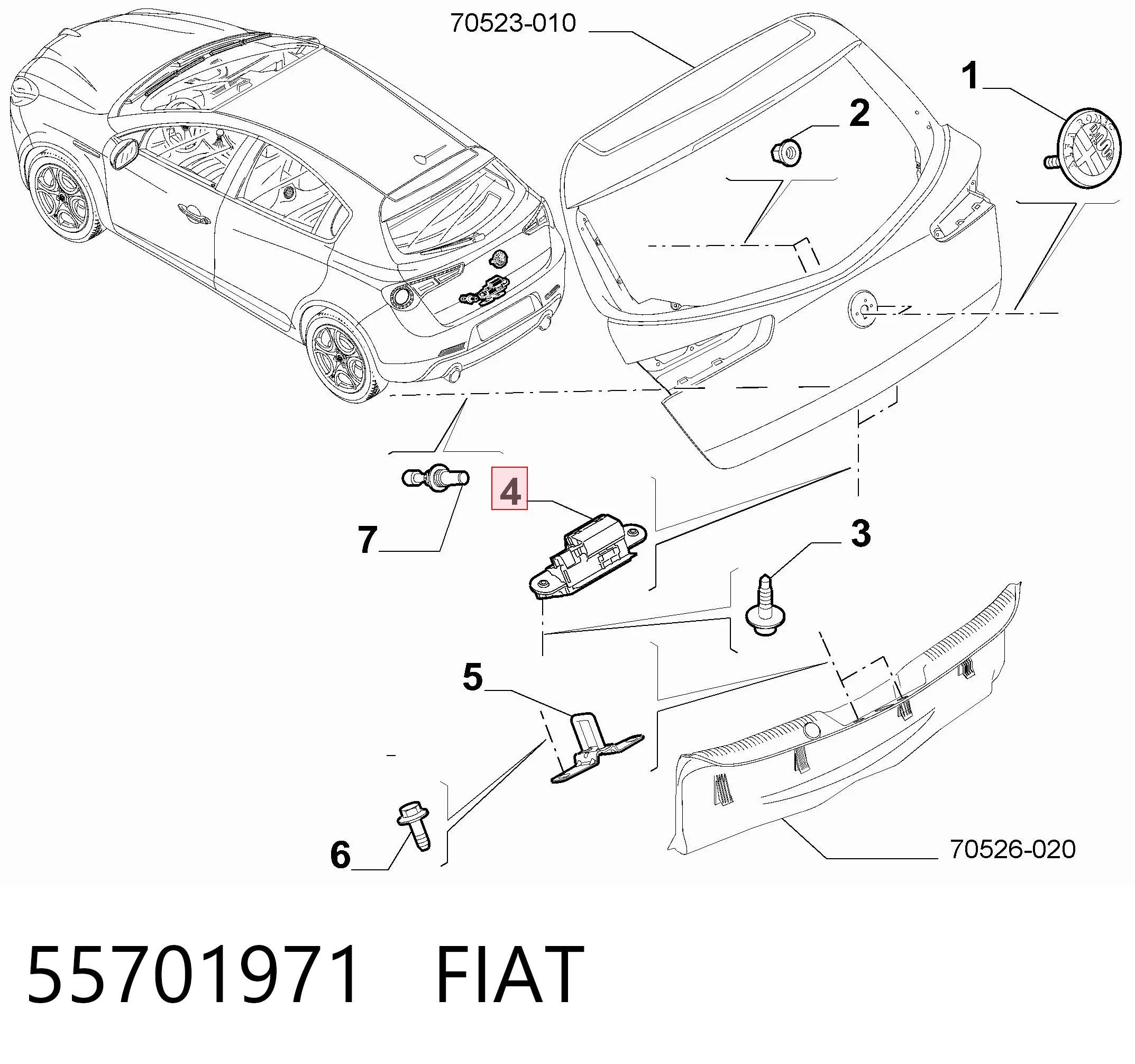 55701971 Fiat/Alfa/Lancia Cierre del maletero