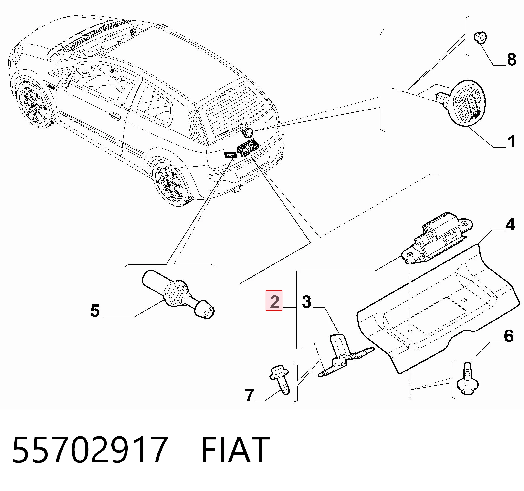 55702917 Fiat/Alfa/Lancia Cierre del maletero