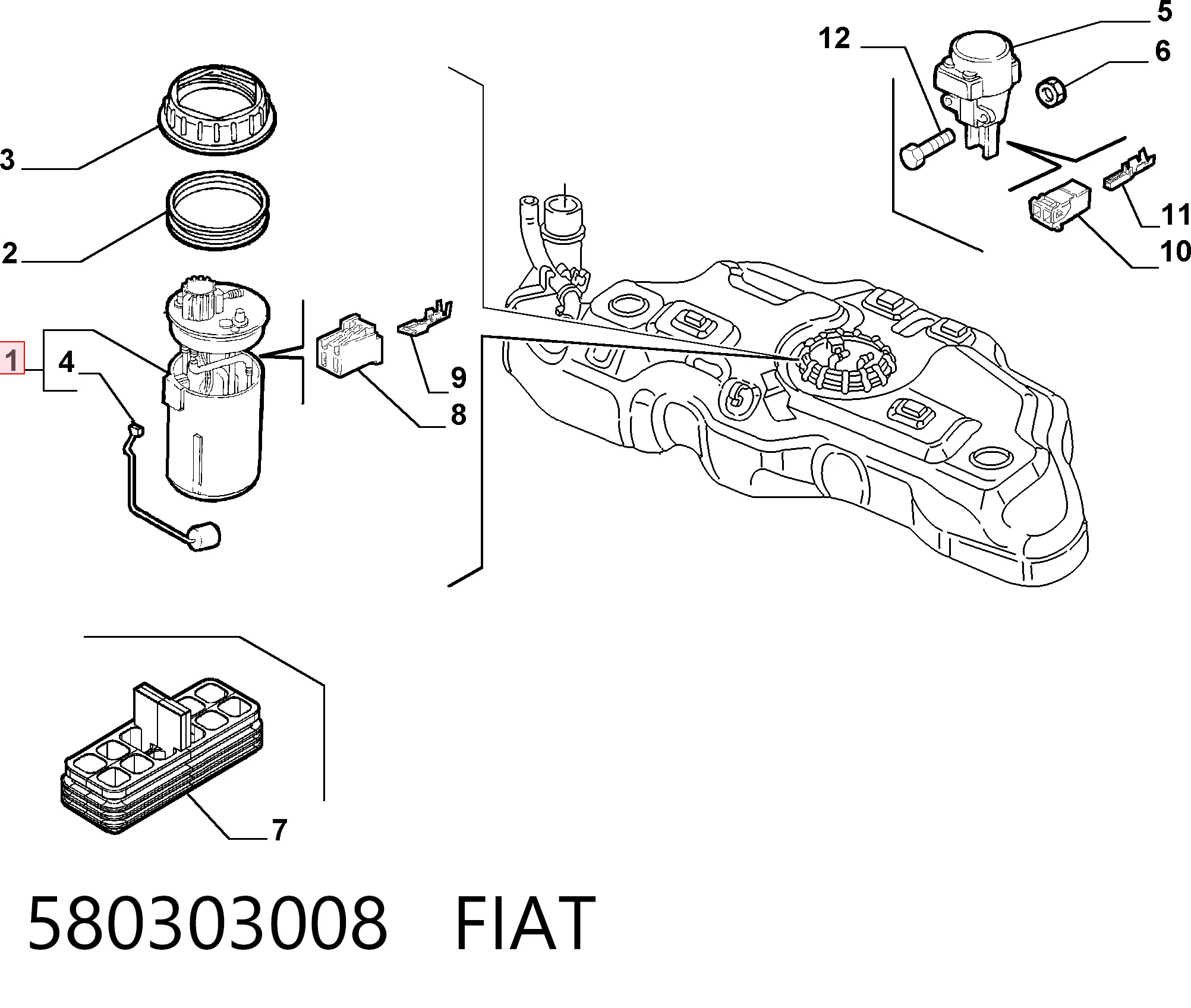 580303008 Fiat/Alfa/Lancia Módulo de alimentación de combustible