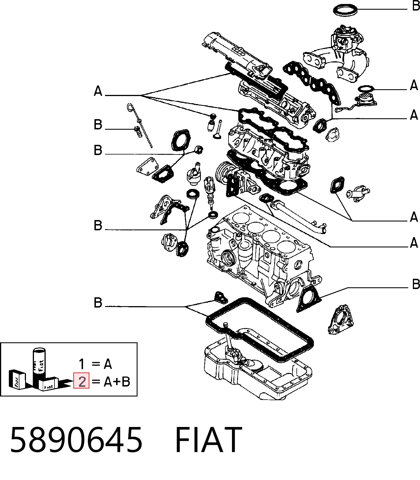 Juego juntas motor para Fiat Fiorino  146 Uno