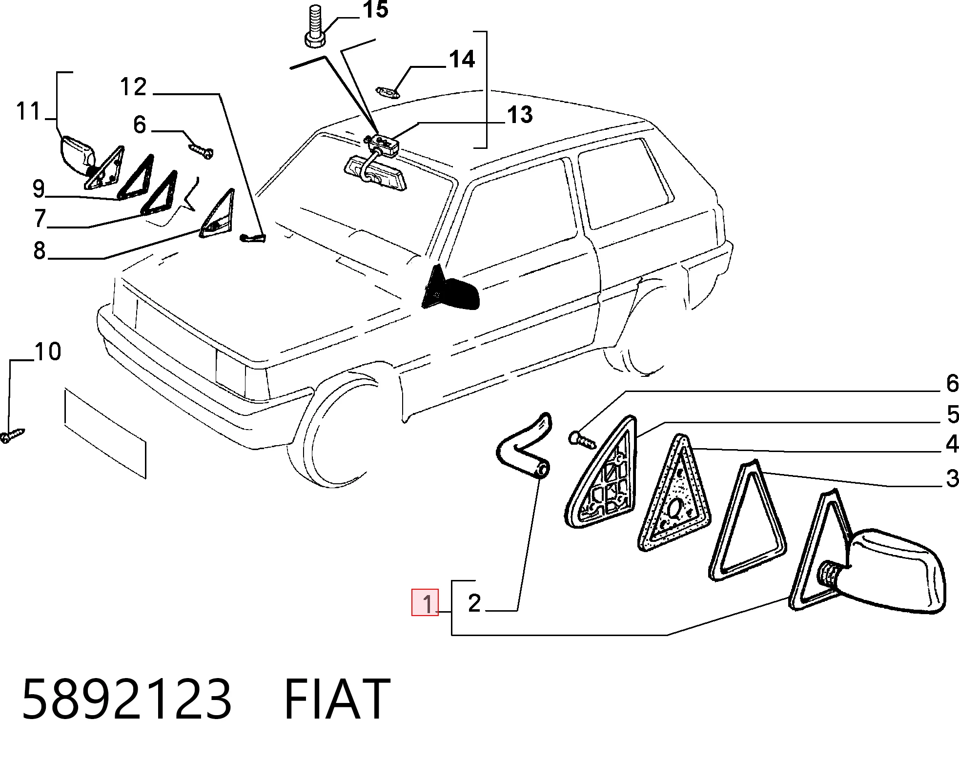 Espejo retrovisor izquierdo para Fiat Panda I 141A