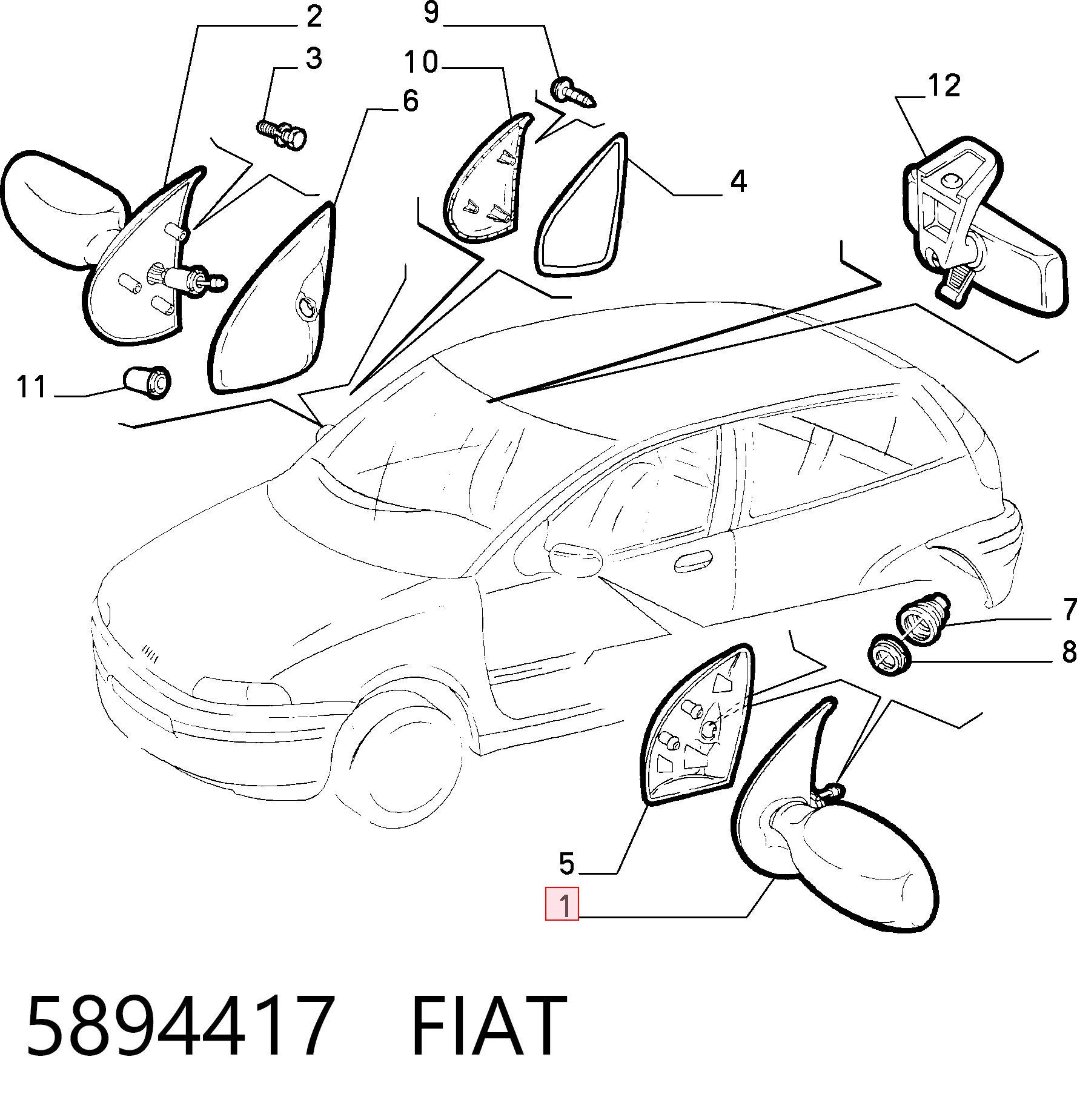 Retrovisor izquierdo Fiat Punto I hatchback comprar en España