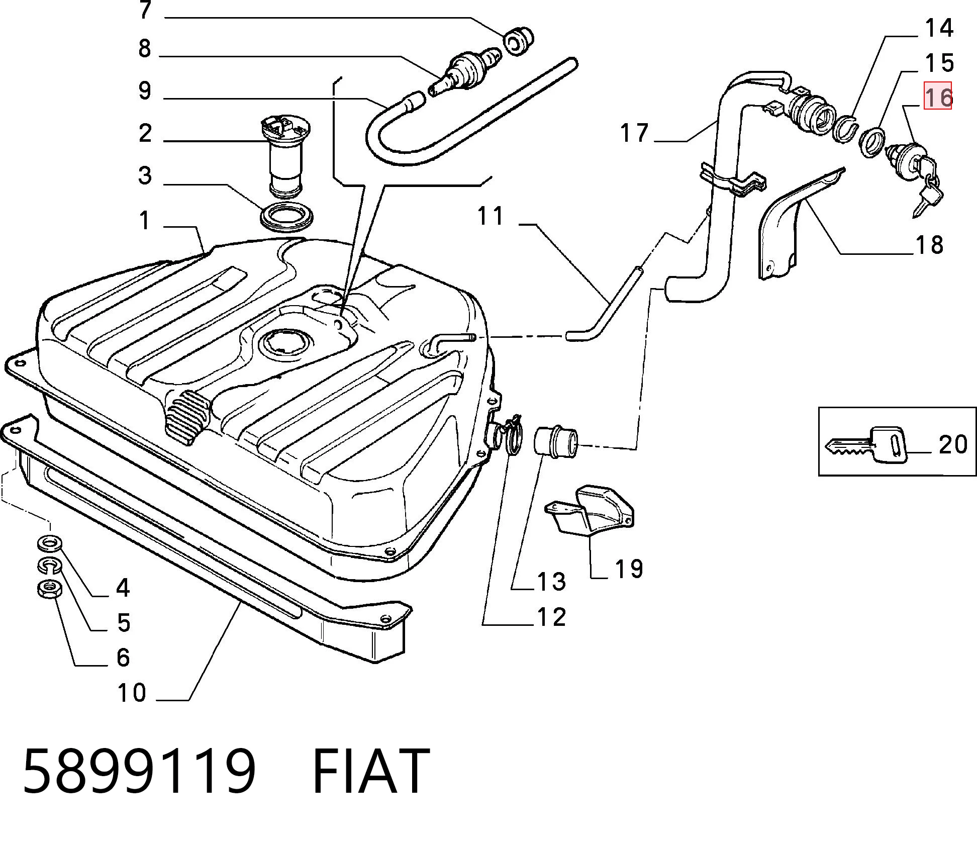 Tapa tanque combustible para Fiat Fiorino  146 Uno
