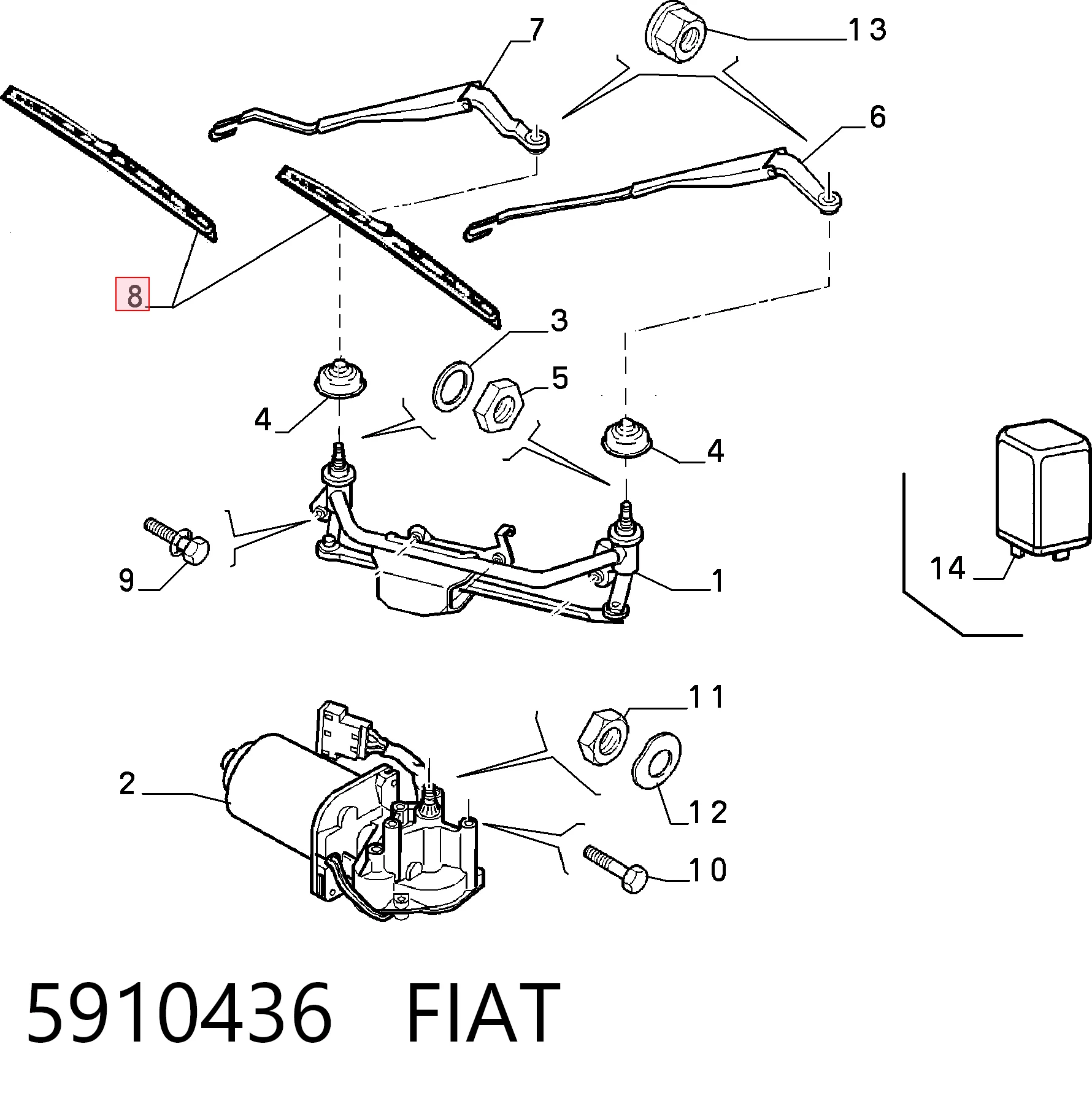 Juego de escobillas de luna delantera, 2 piezas Fiat Scudo  (220P)