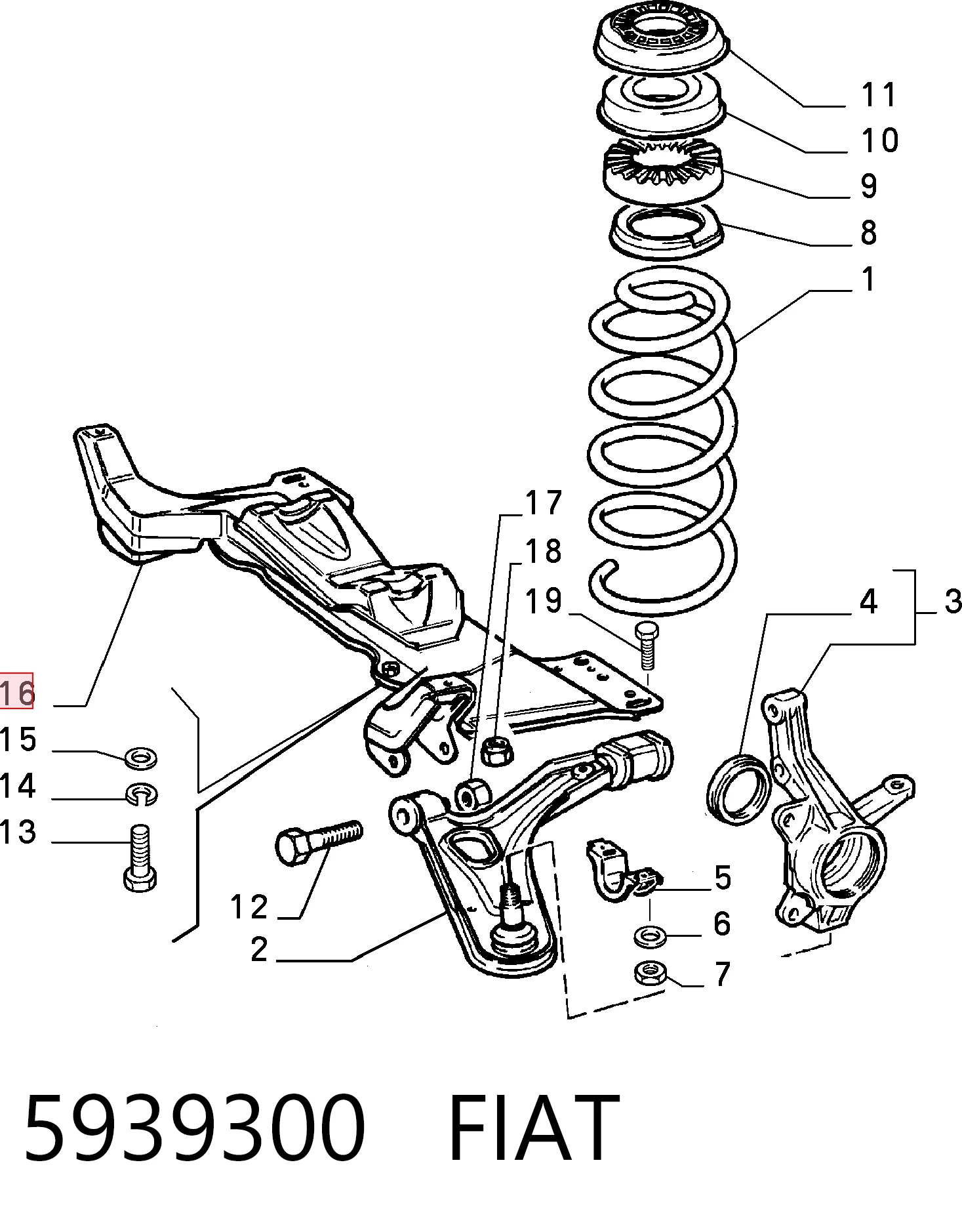 Puente delantero para Fiat Fiorino 146 Uno