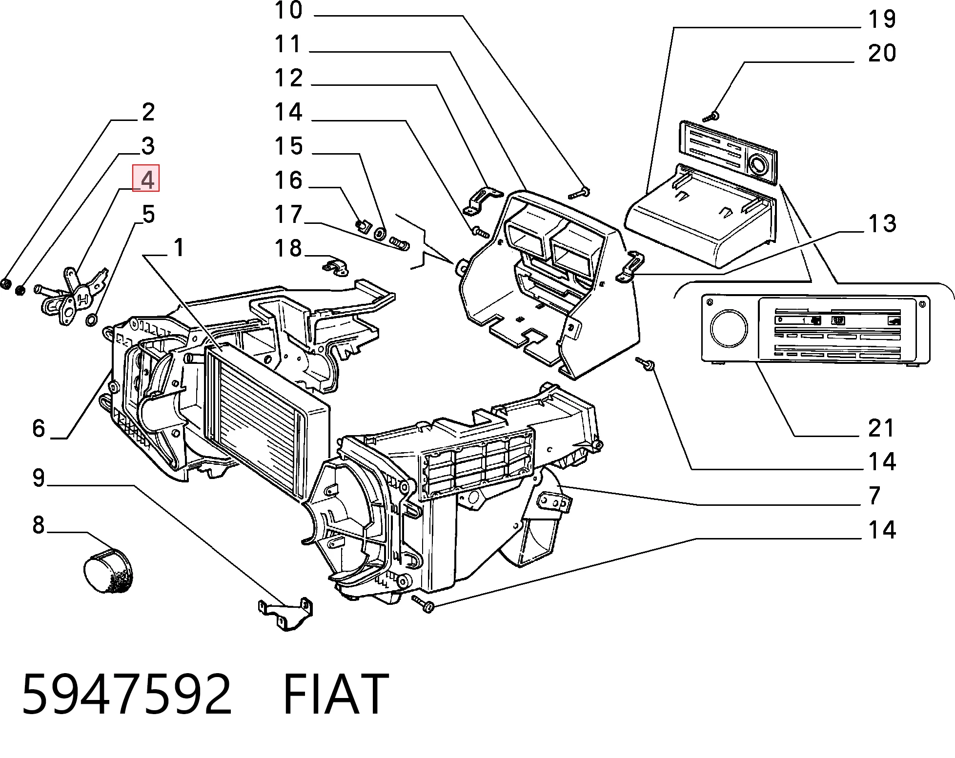 Valvula del calefactor para Fiat Fiorino  146 Uno