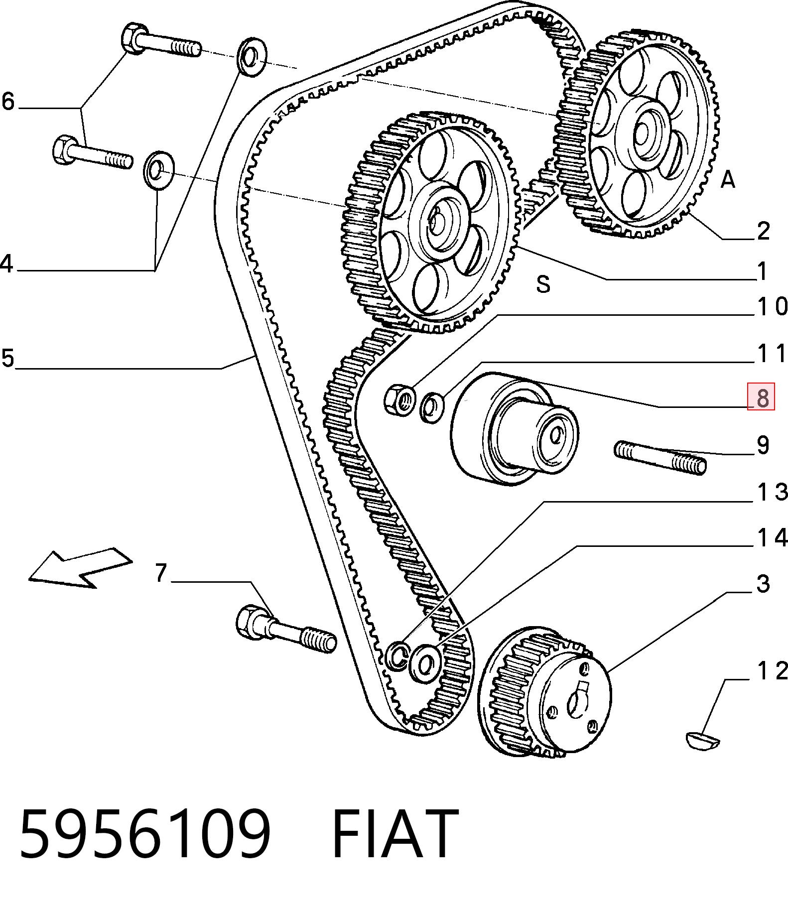 Rodillo tensor cadena Lancia Delta I (831AB0)