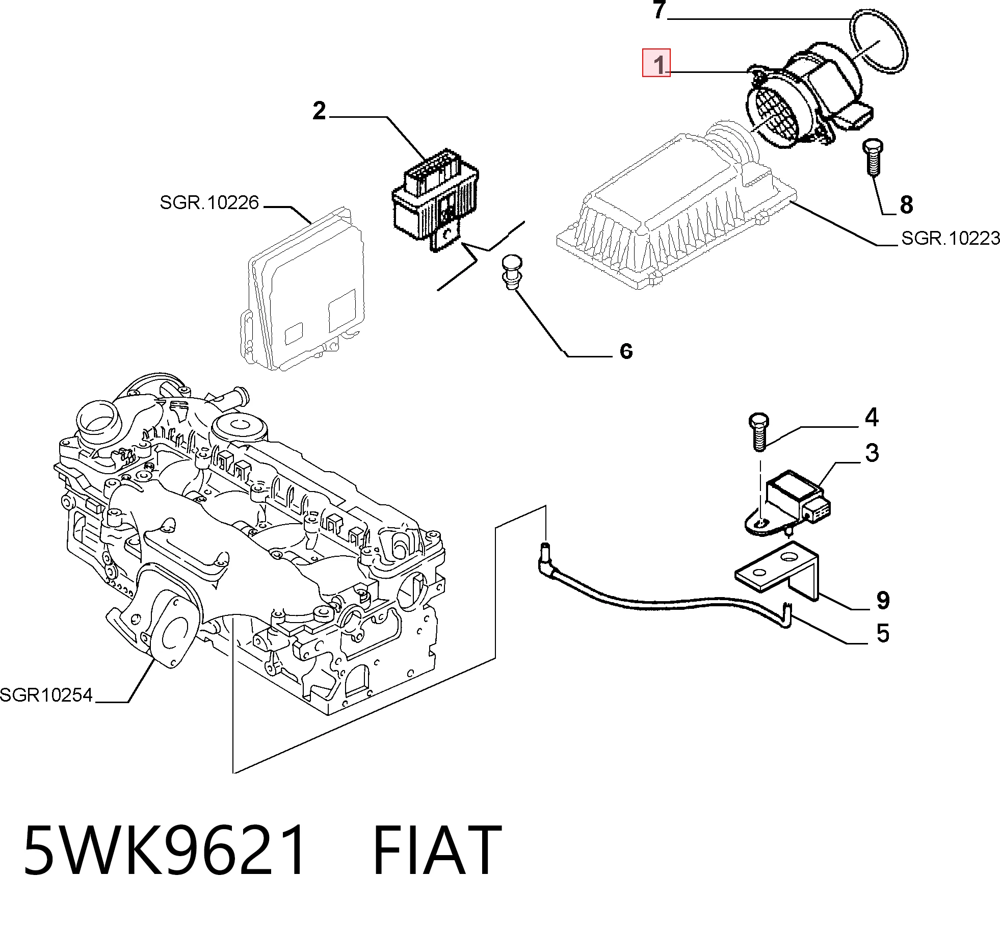 5WK9621 Fiat/Alfa/Lancia Sensor de flujo de aire