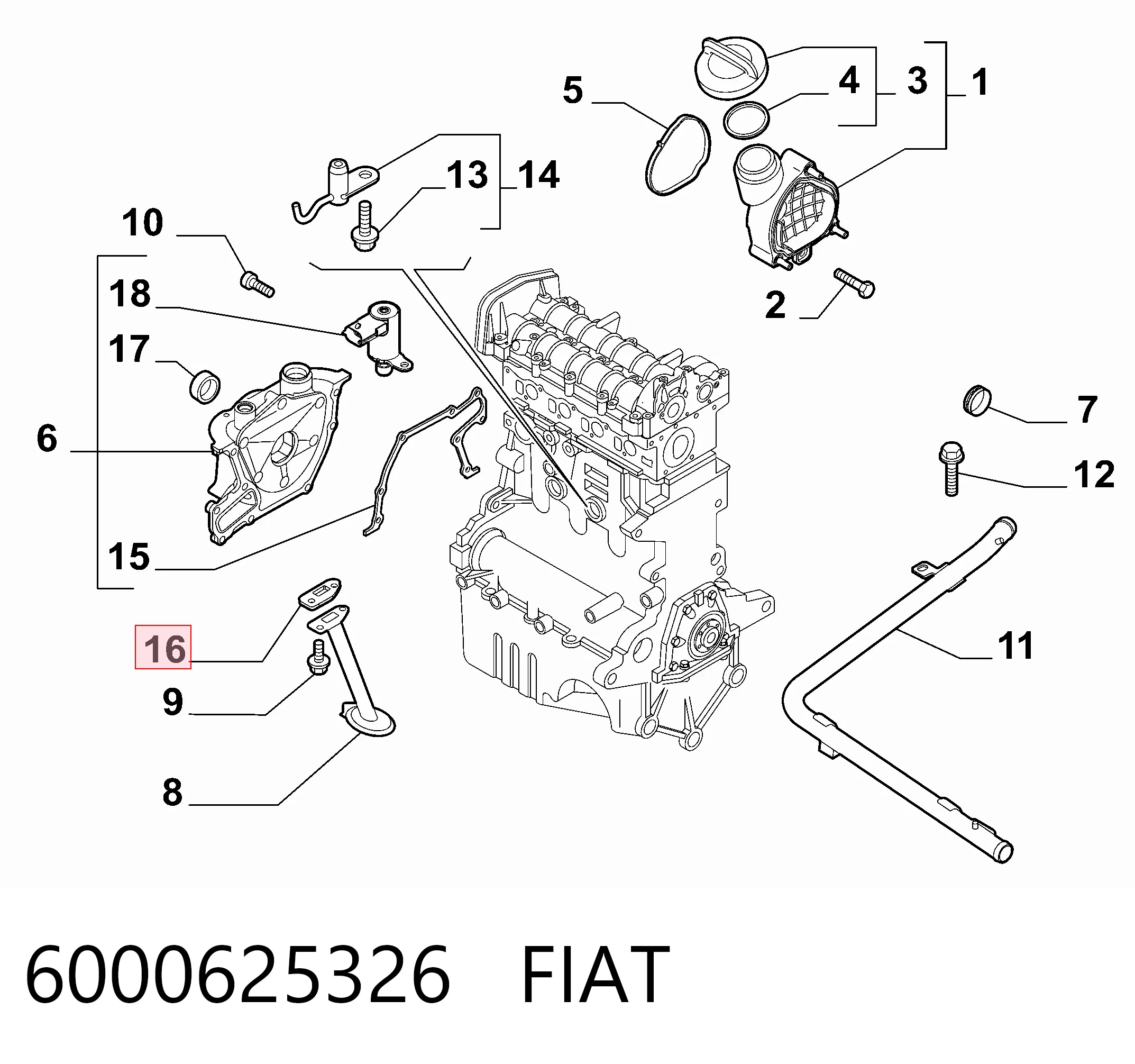 6000625326 Fiat/Alfa/Lancia Junta de la bomba de aceite