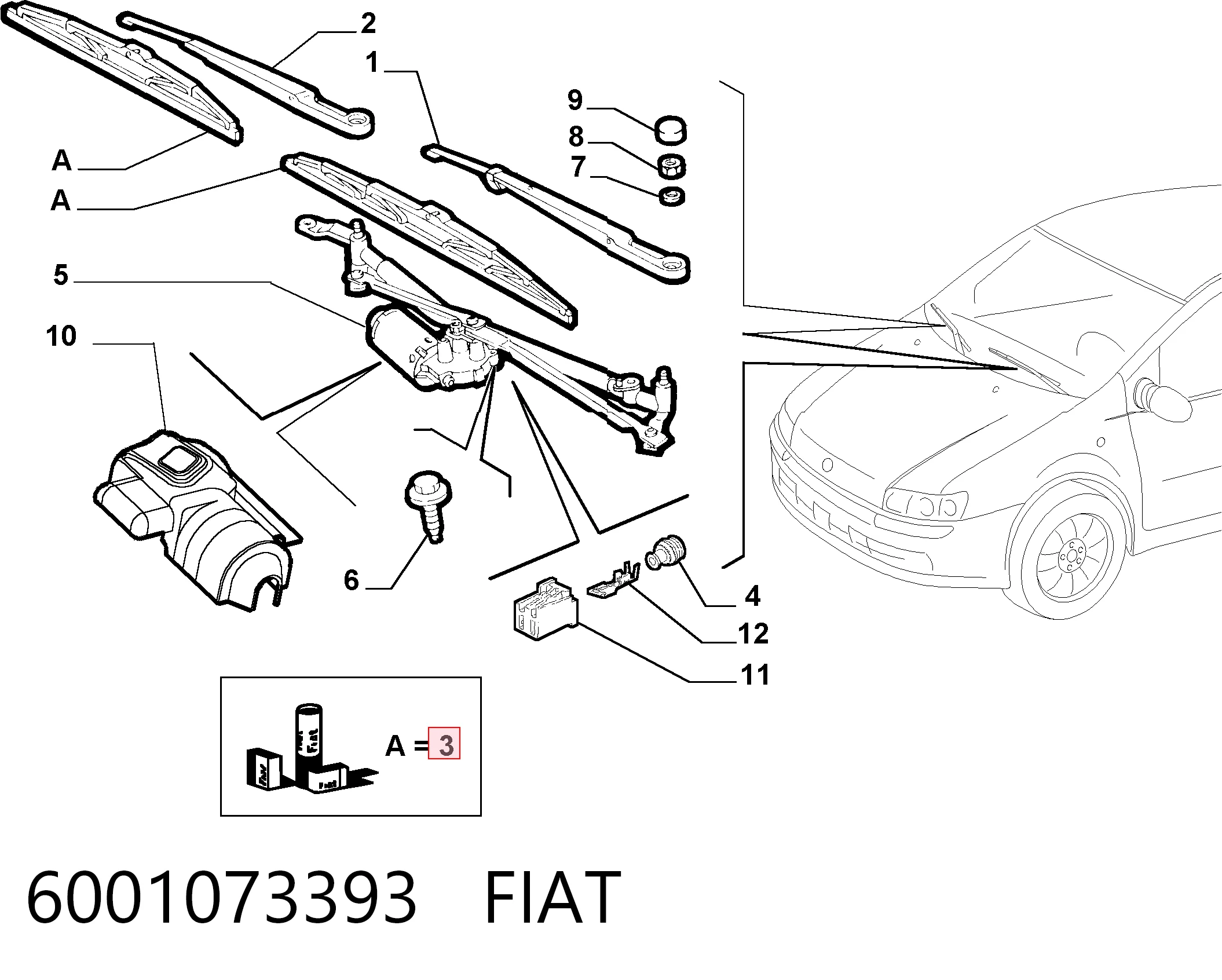 Escobillas Limpiaparabrisas delanteras para Fiat Punto II 188