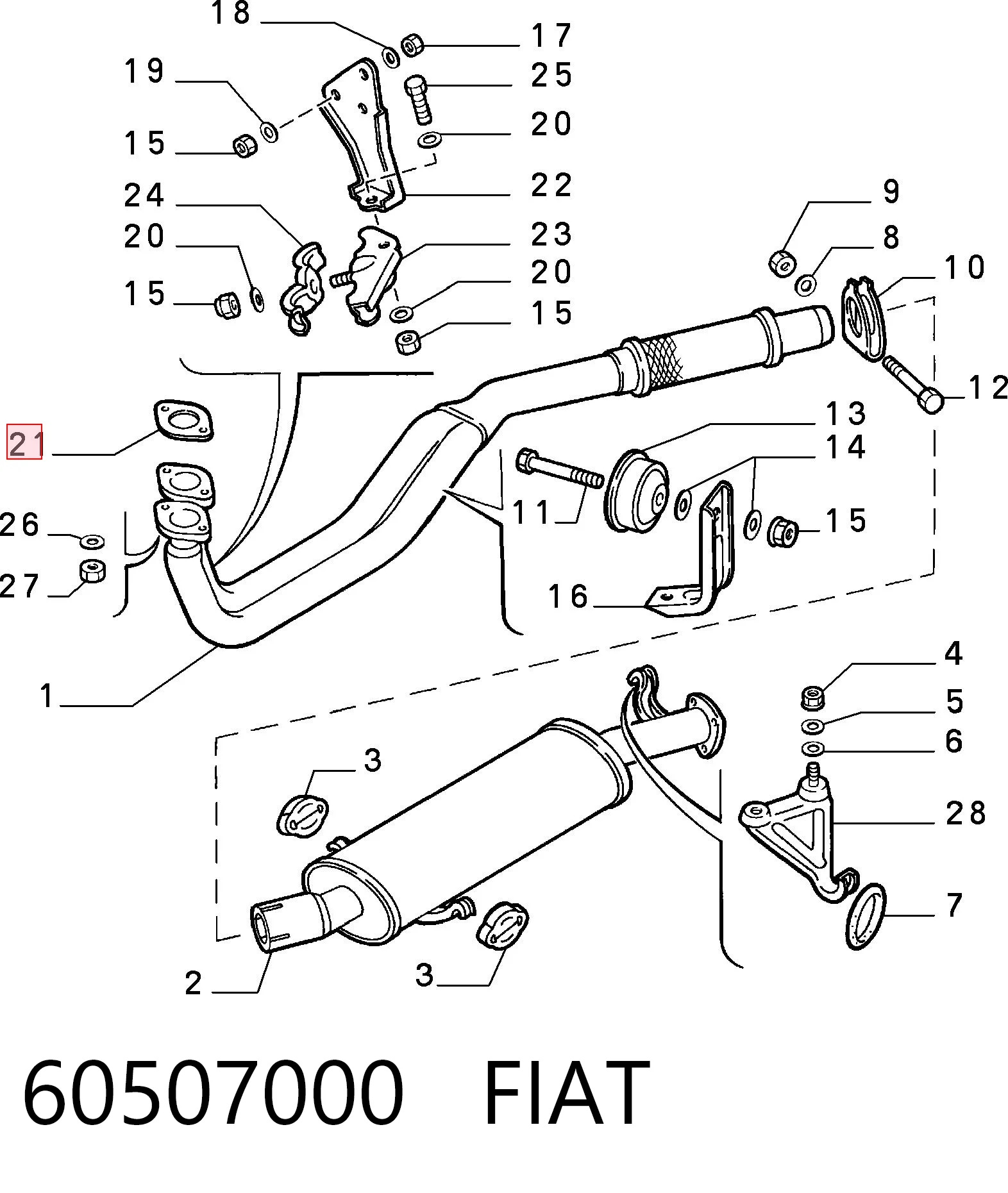 Junta de sistema de escape Alfa Romeo Giulietta  (1979-1985)
