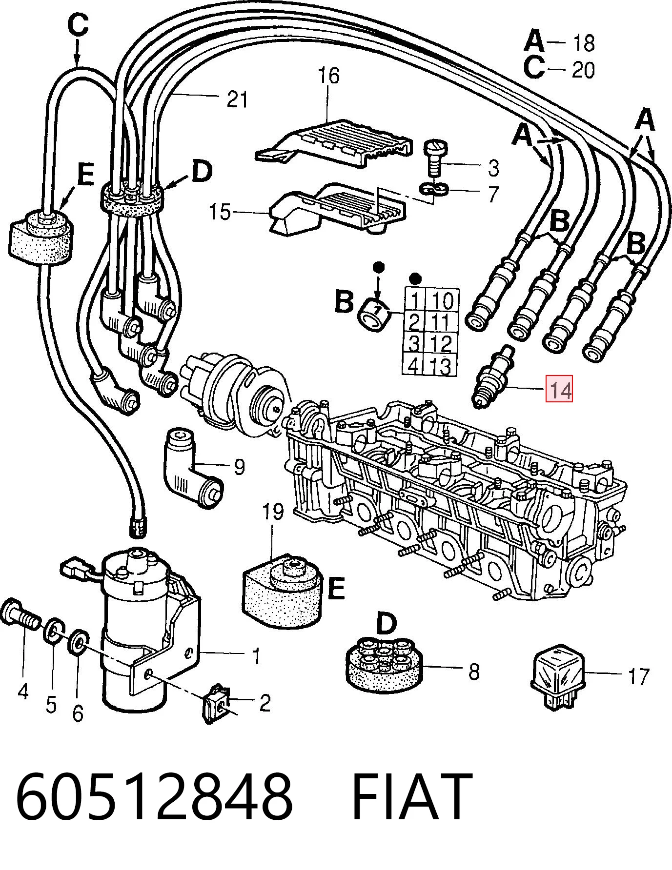 Bujía de encendido 60512848 FIAT