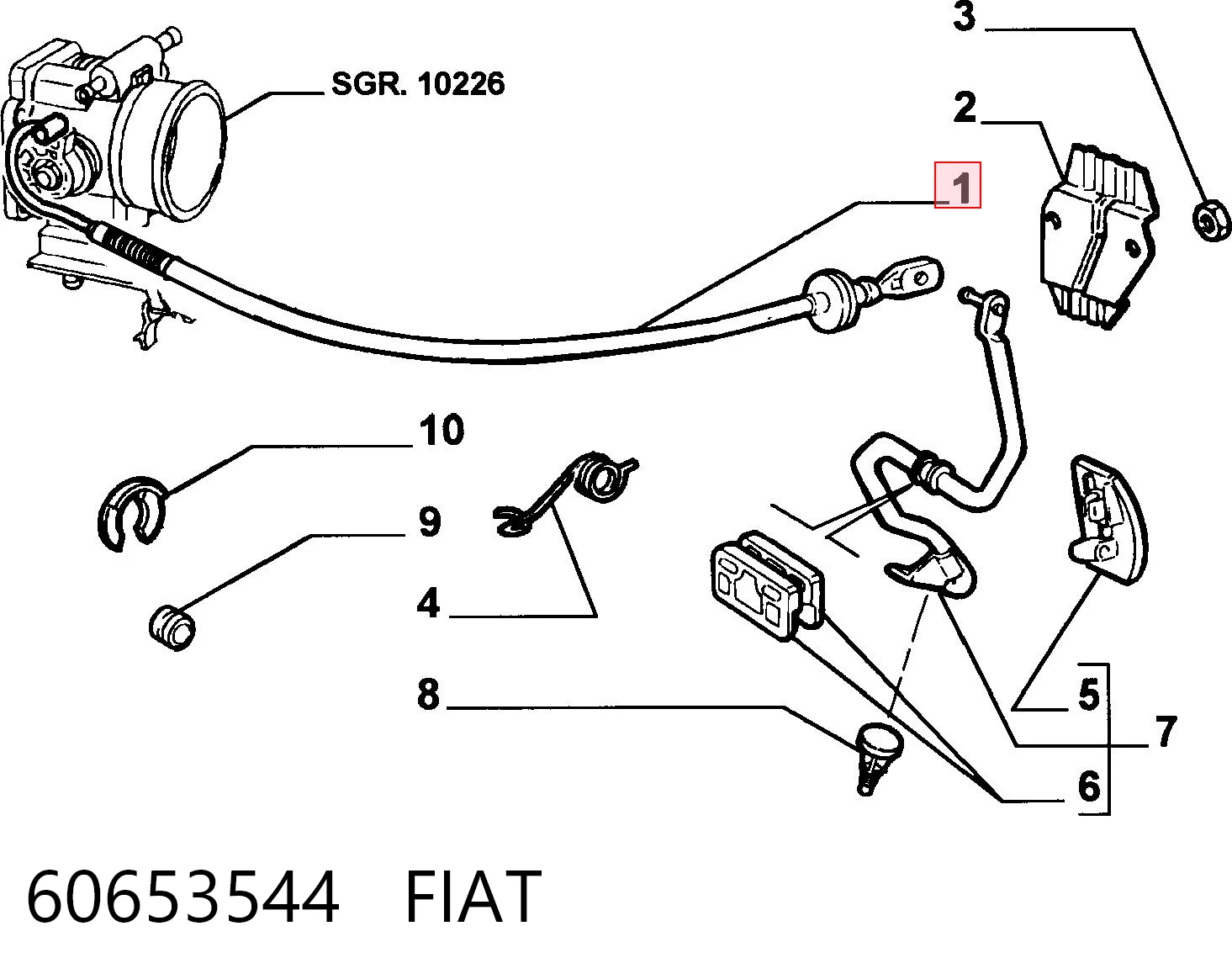 Cable del acelerador 60653544 FIAT