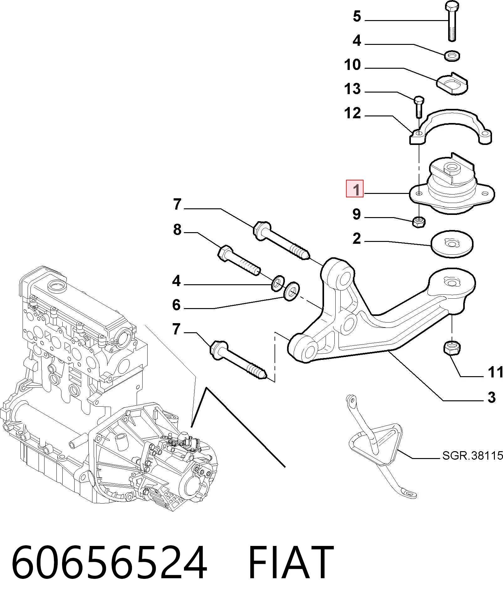 Taco de motor para Alfa Romeo 147  937