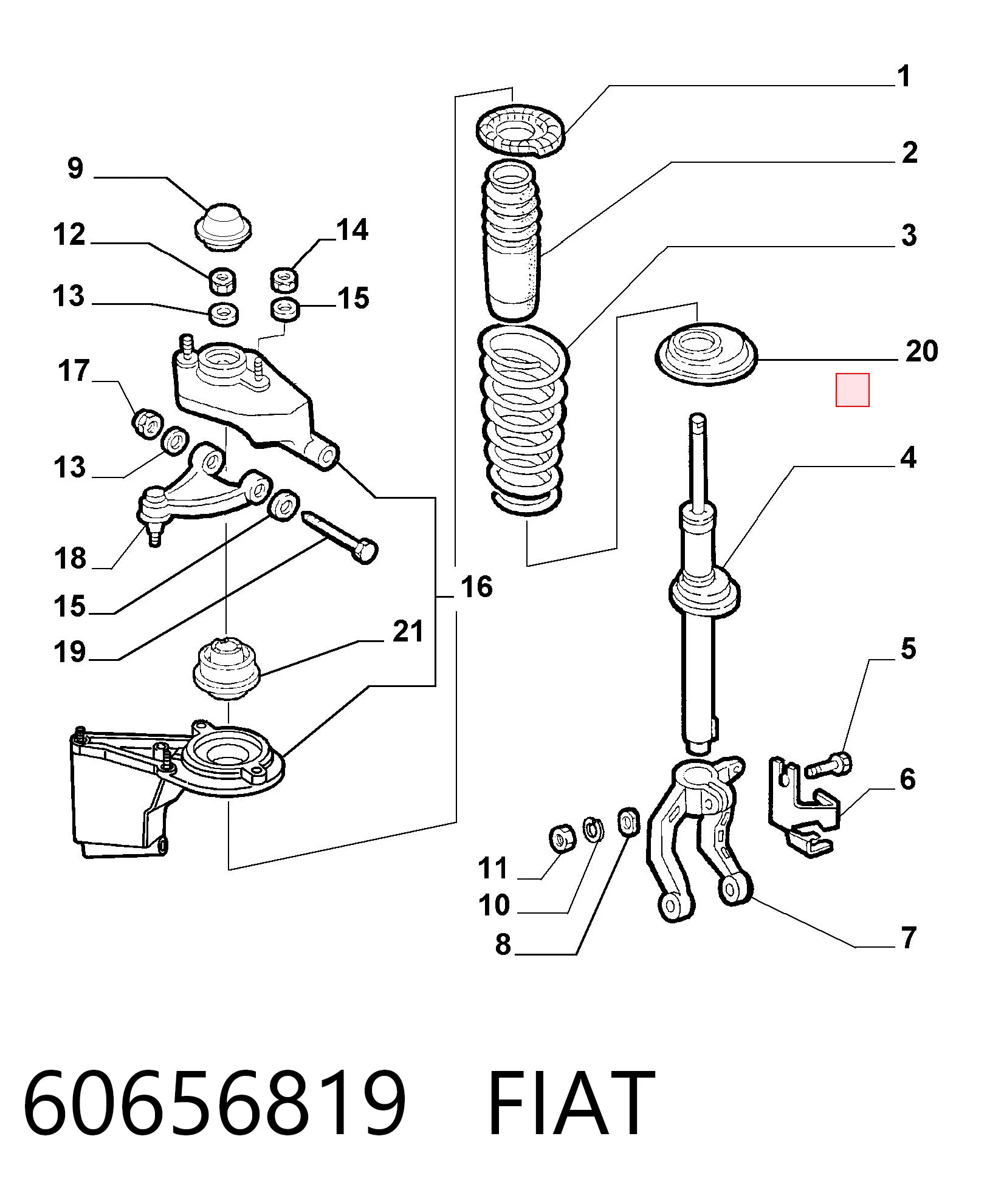 Amortiguador delantero 60656819 FIAT
