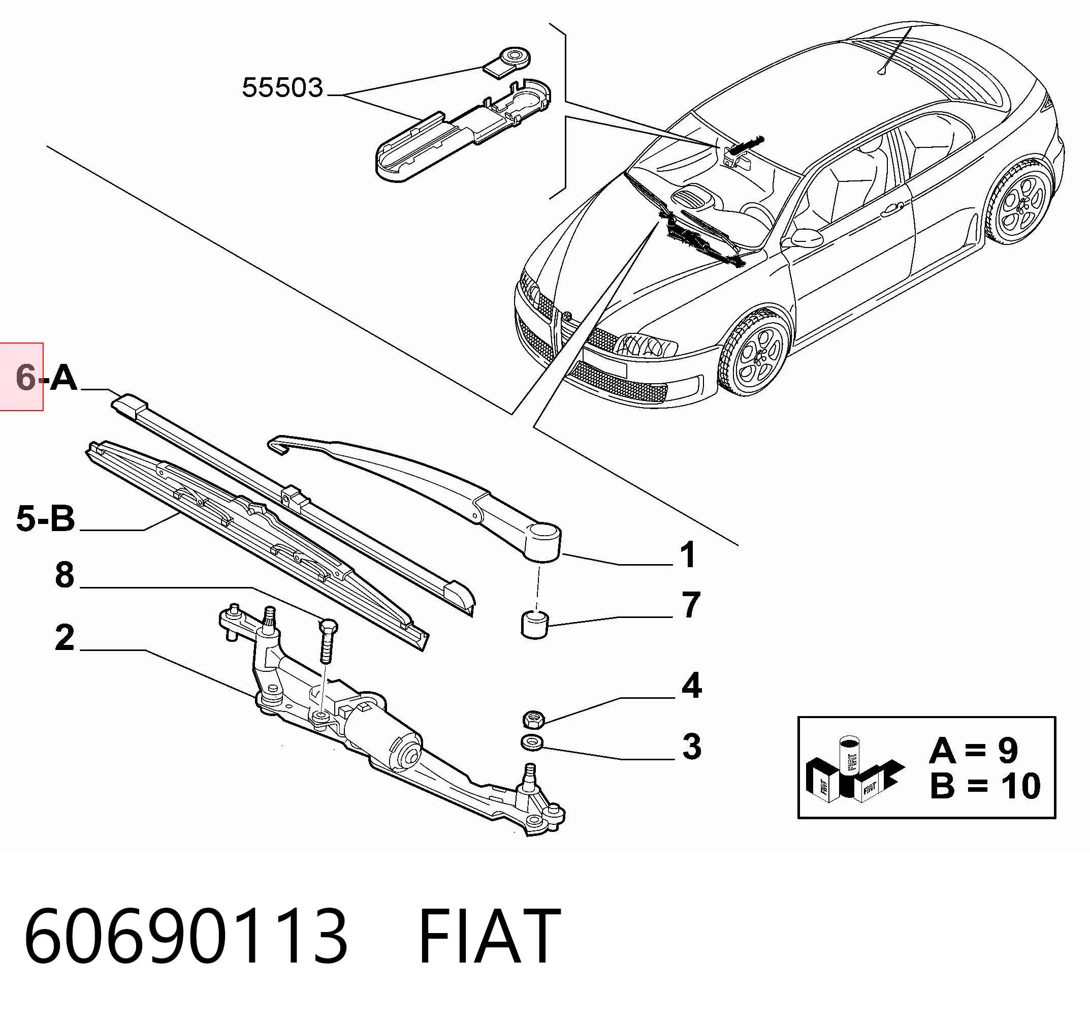 Limpiaparabrisas delantera para Alfa Romeo 159  (939)