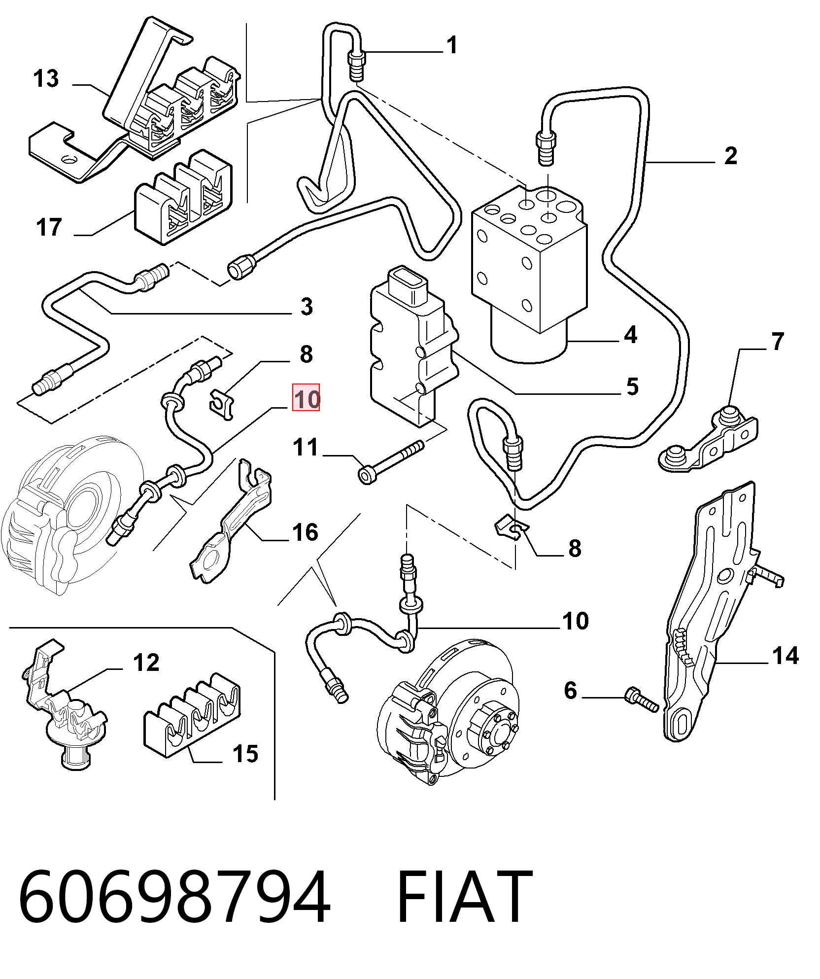 Tubo de frenos delantero Alfa Romeo 159 (2005-2011)